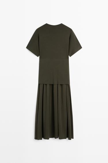 Combined midi dress — GREEN 6