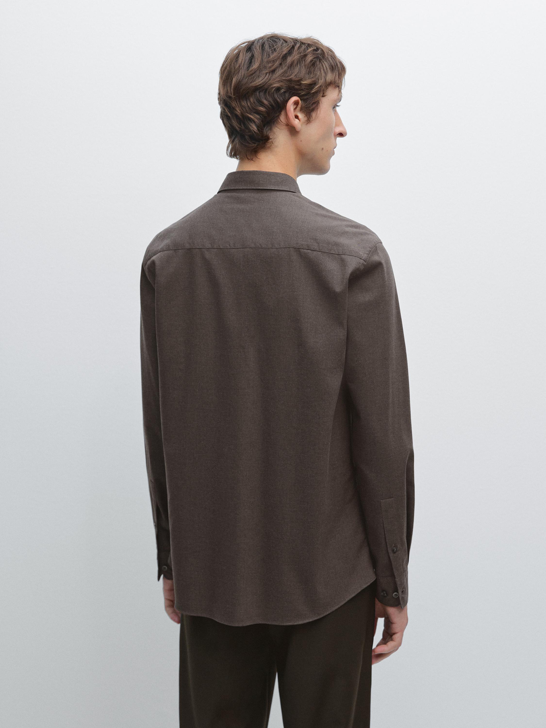 Slim fit twill melange shirt