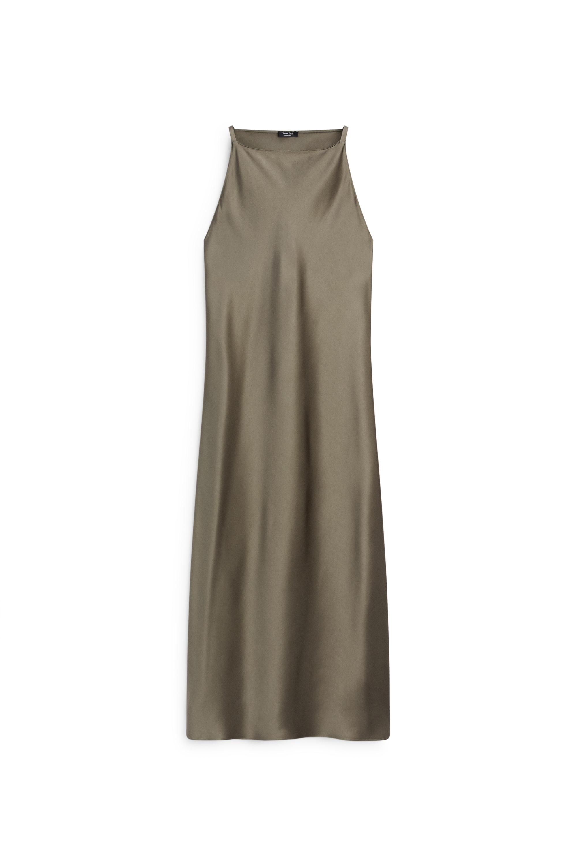 Satin flowing midi dress — GREEN