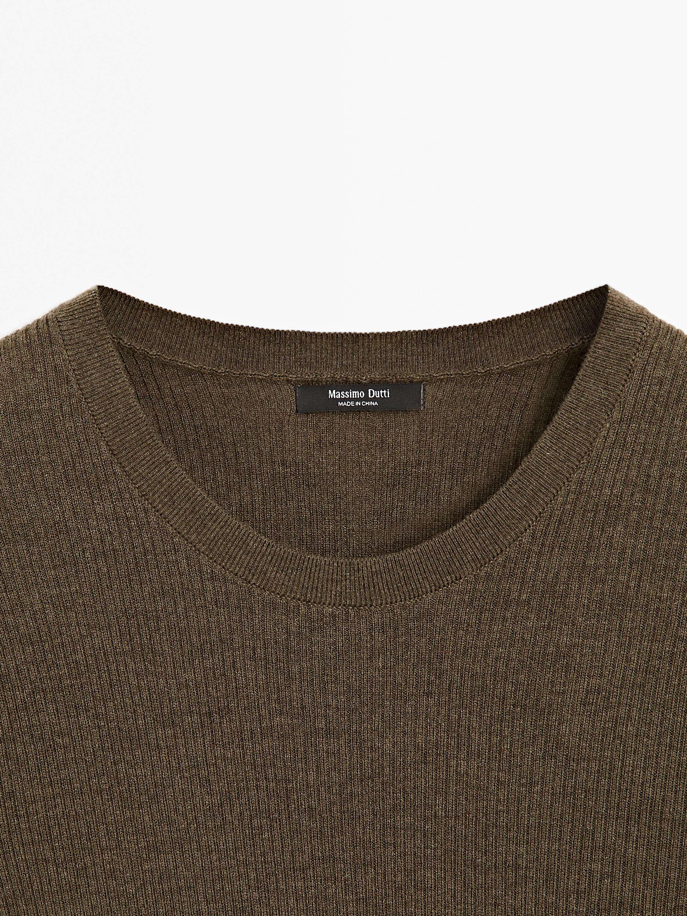 Ribbed knit wool blend sweater