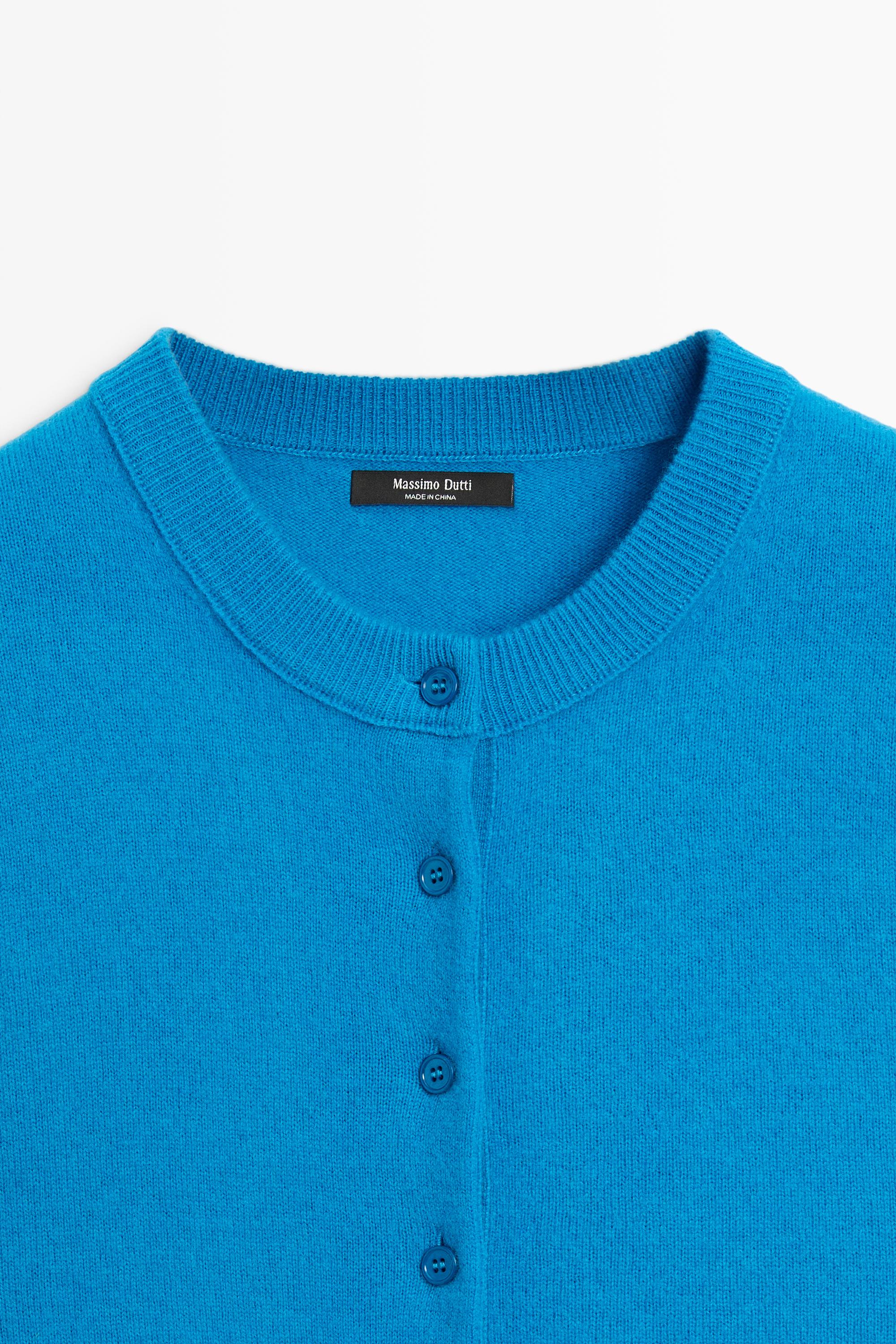 Knit cardigan with button detail — TURQUOISE