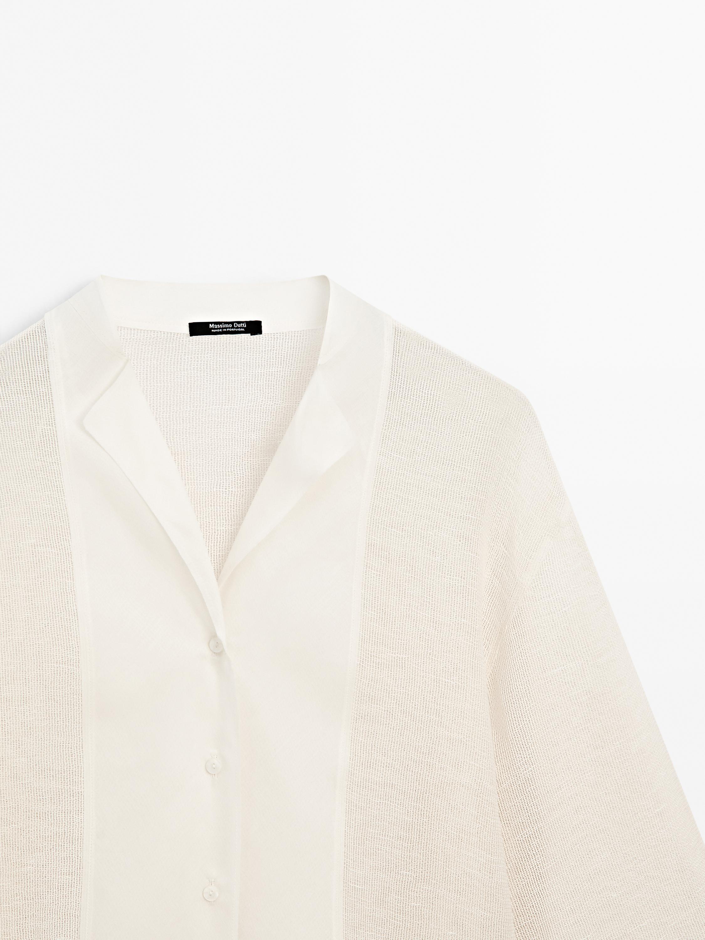Cotton blend blouse with fabric detail