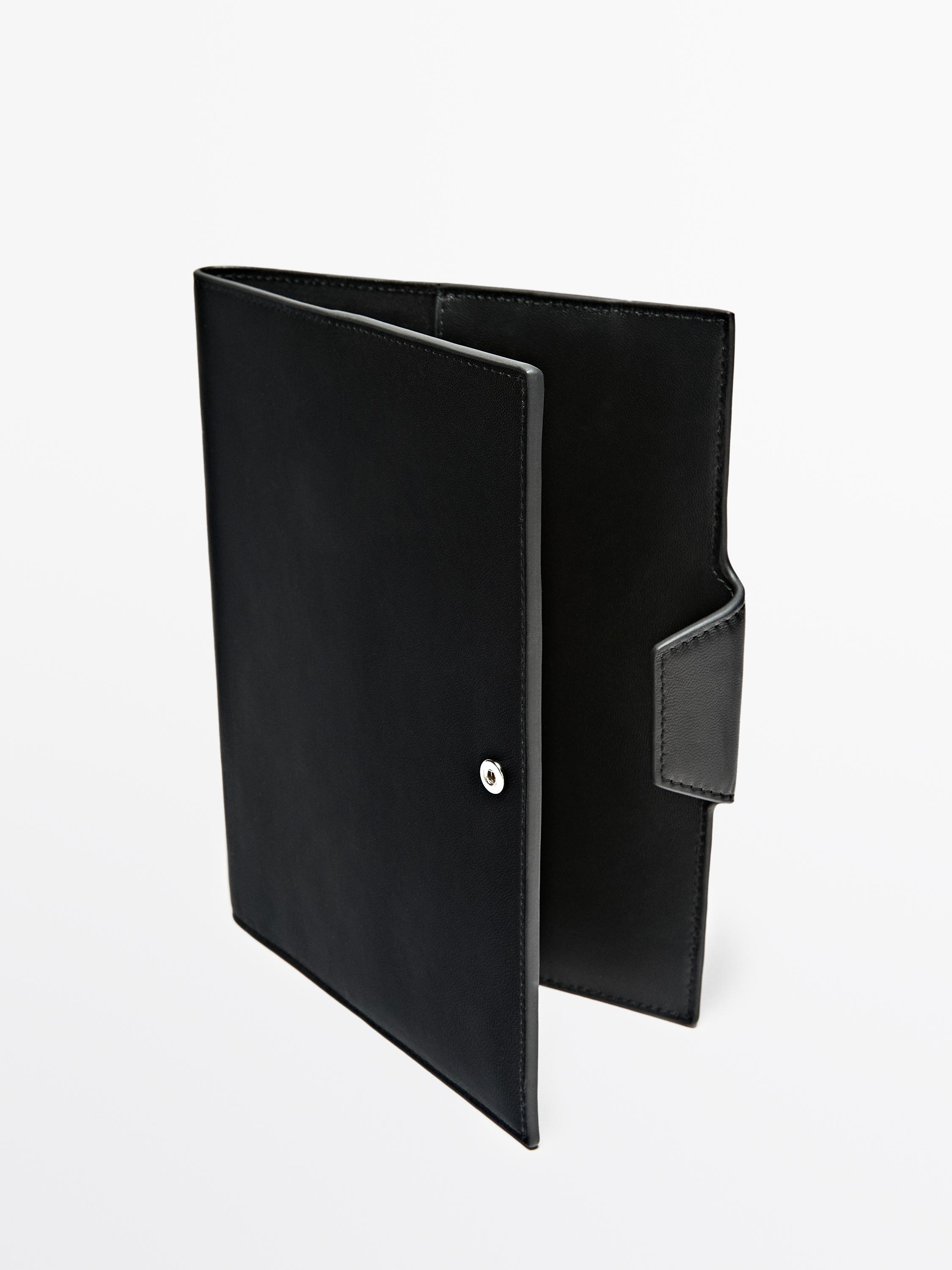 Nappa leather notebook cover — BLACK