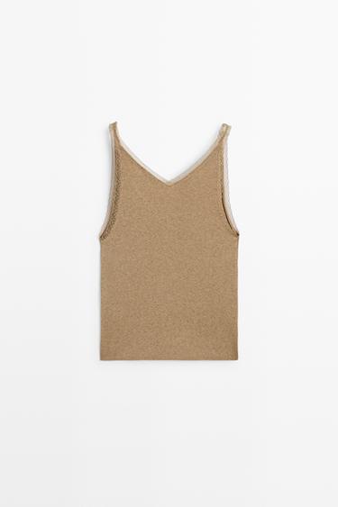 100% cotton lace detail camisole — OCHRE 6