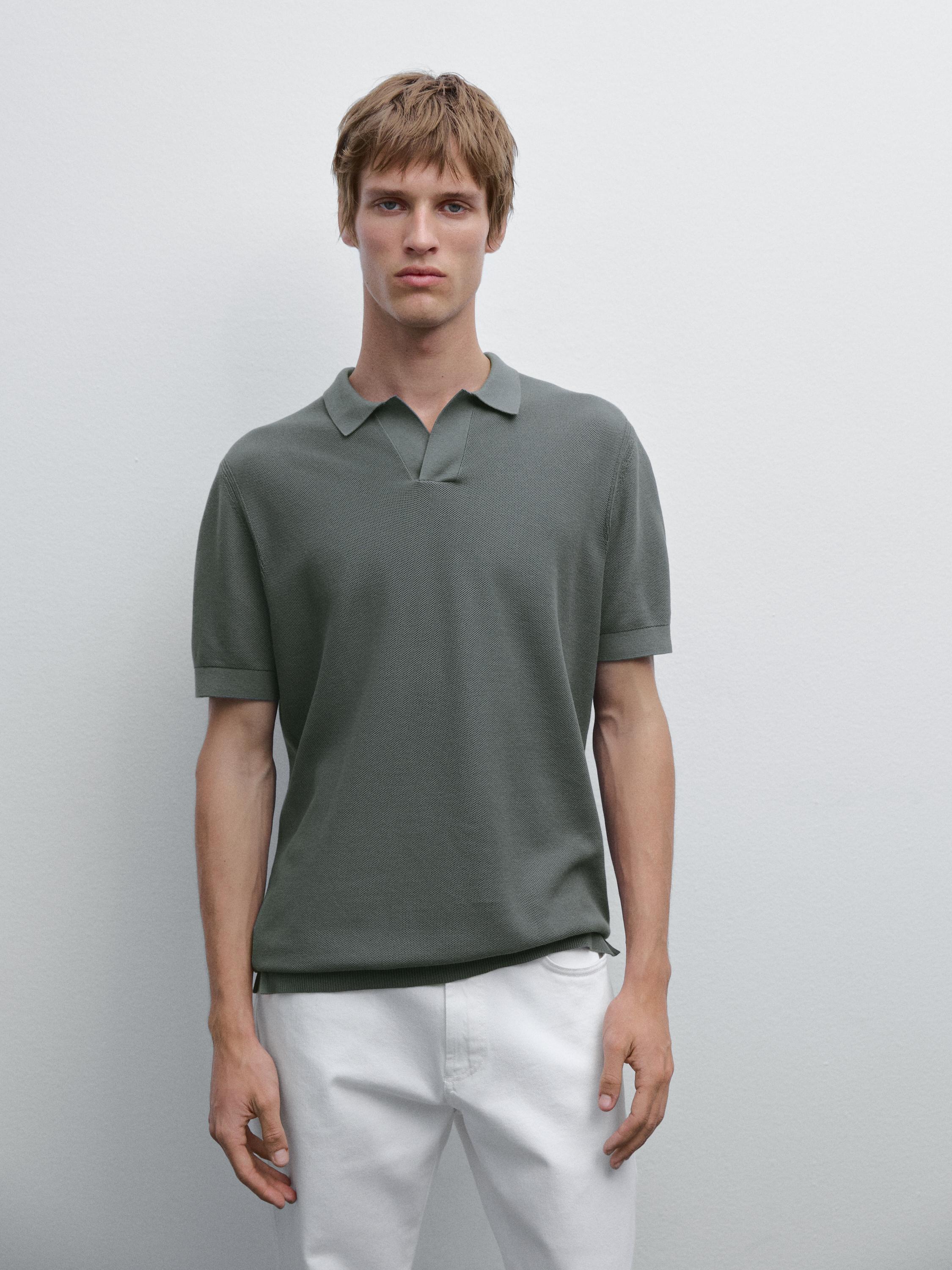 Pull en maille 100 % coton à col polo