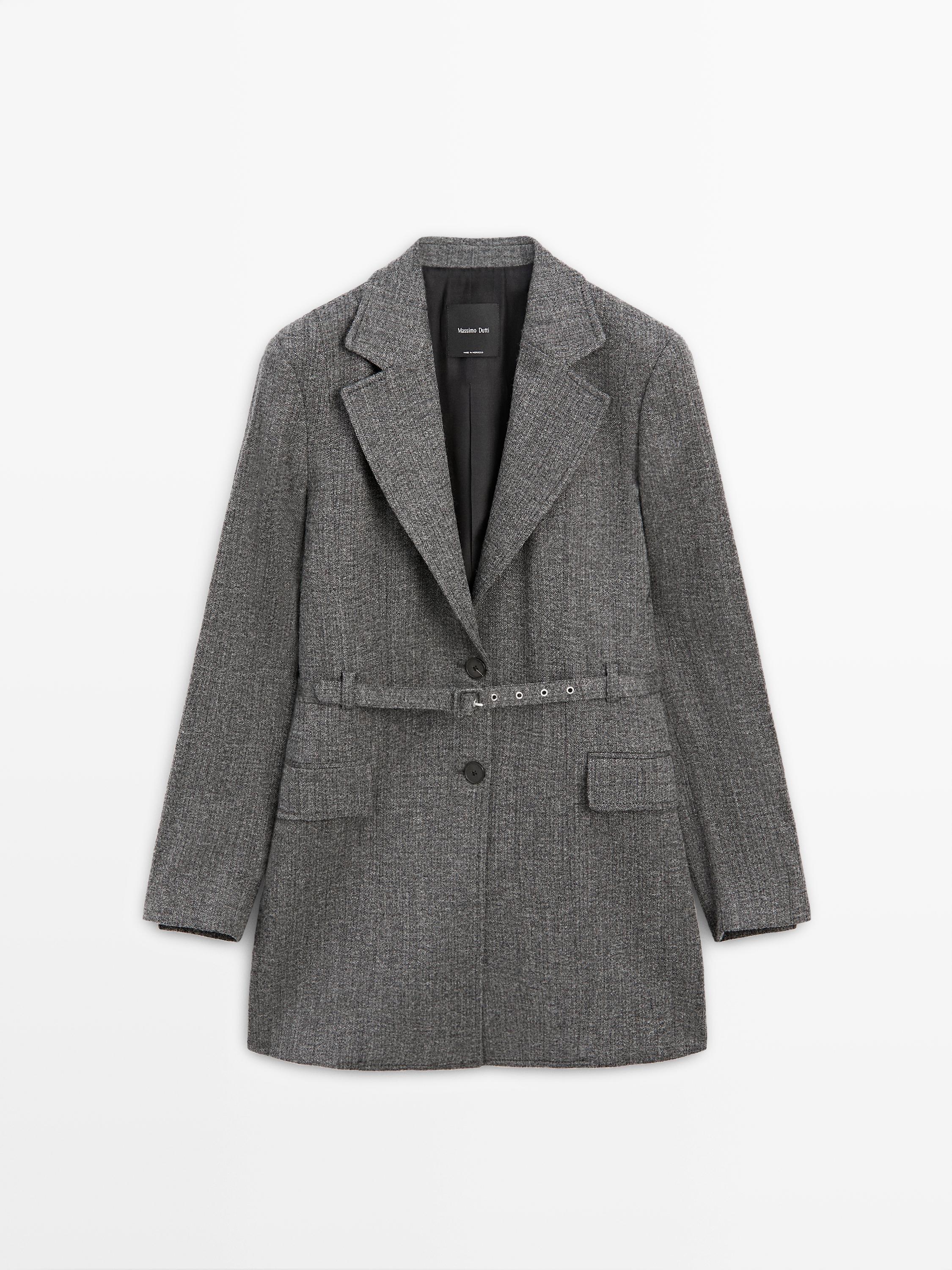 Veste de tailleur chinée avec ceinture