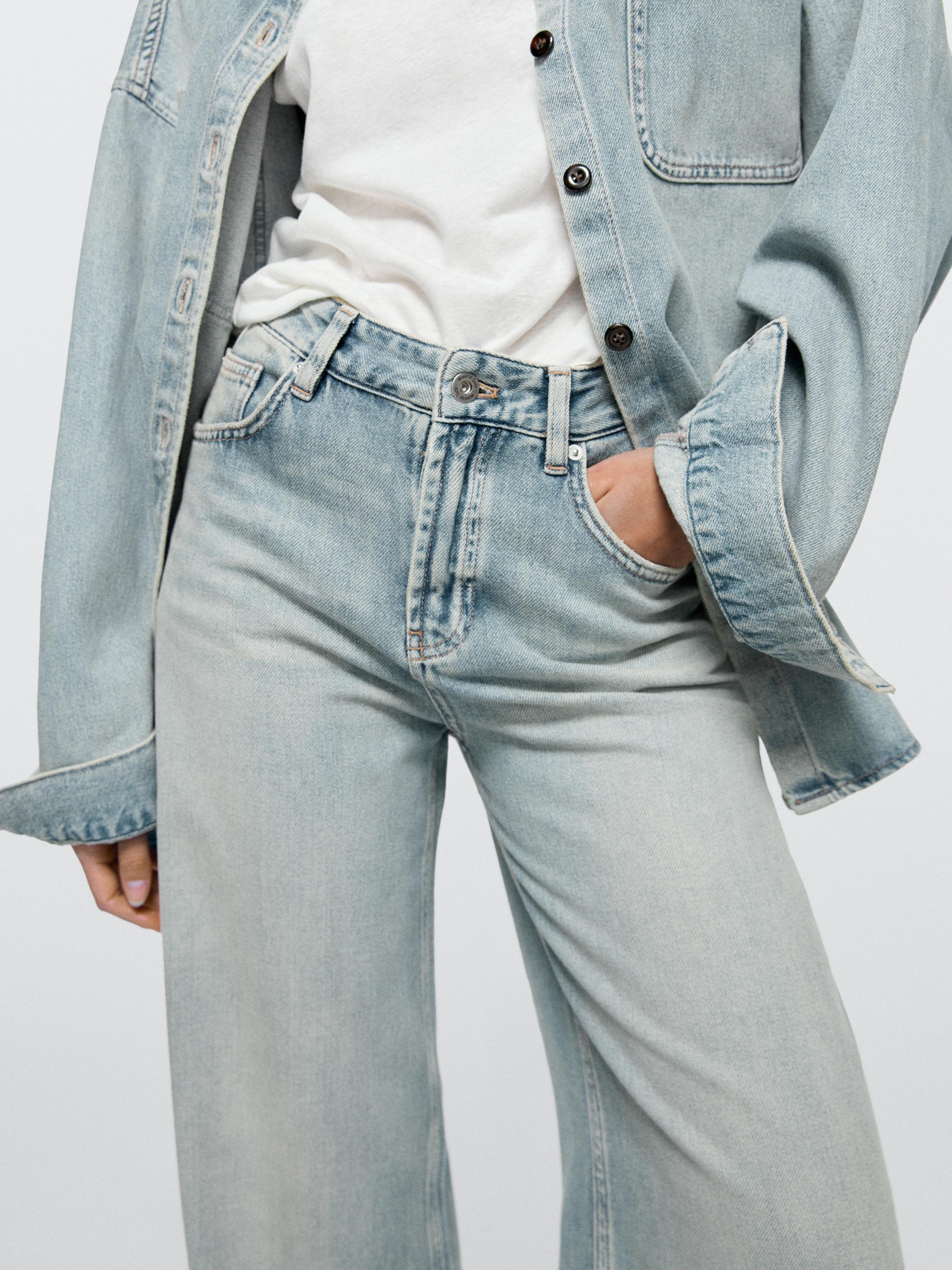 High-waist barrel fit jeans — Light Blue