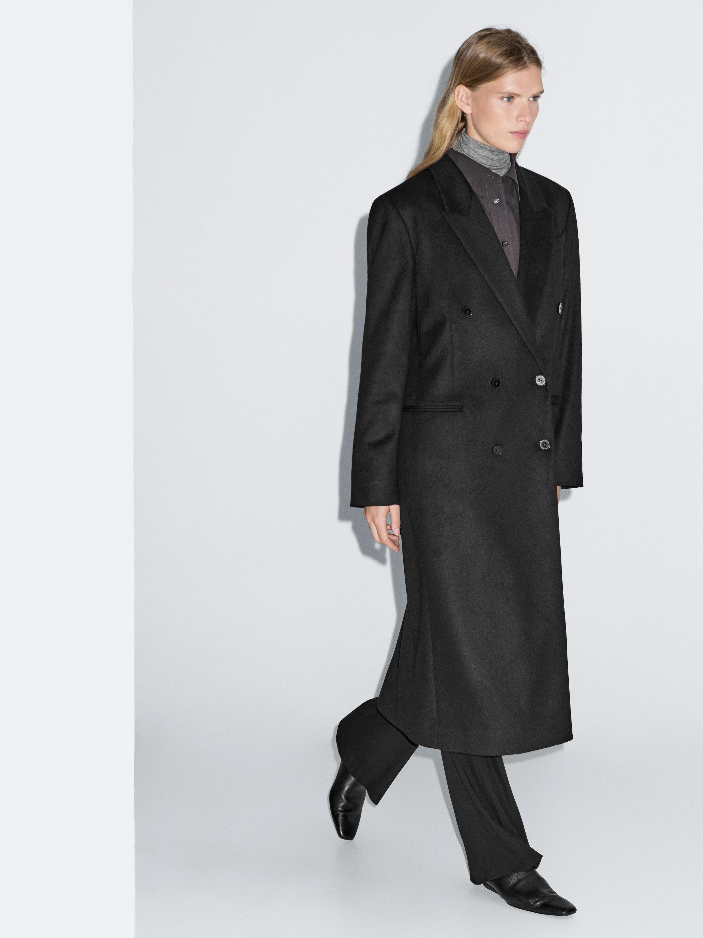 MASSIMO DUTTI ベルテッドコート ロングコート カシミヤ混 MASSIMO DUTTI ベルテッドコート ロングコート カシミヤ混