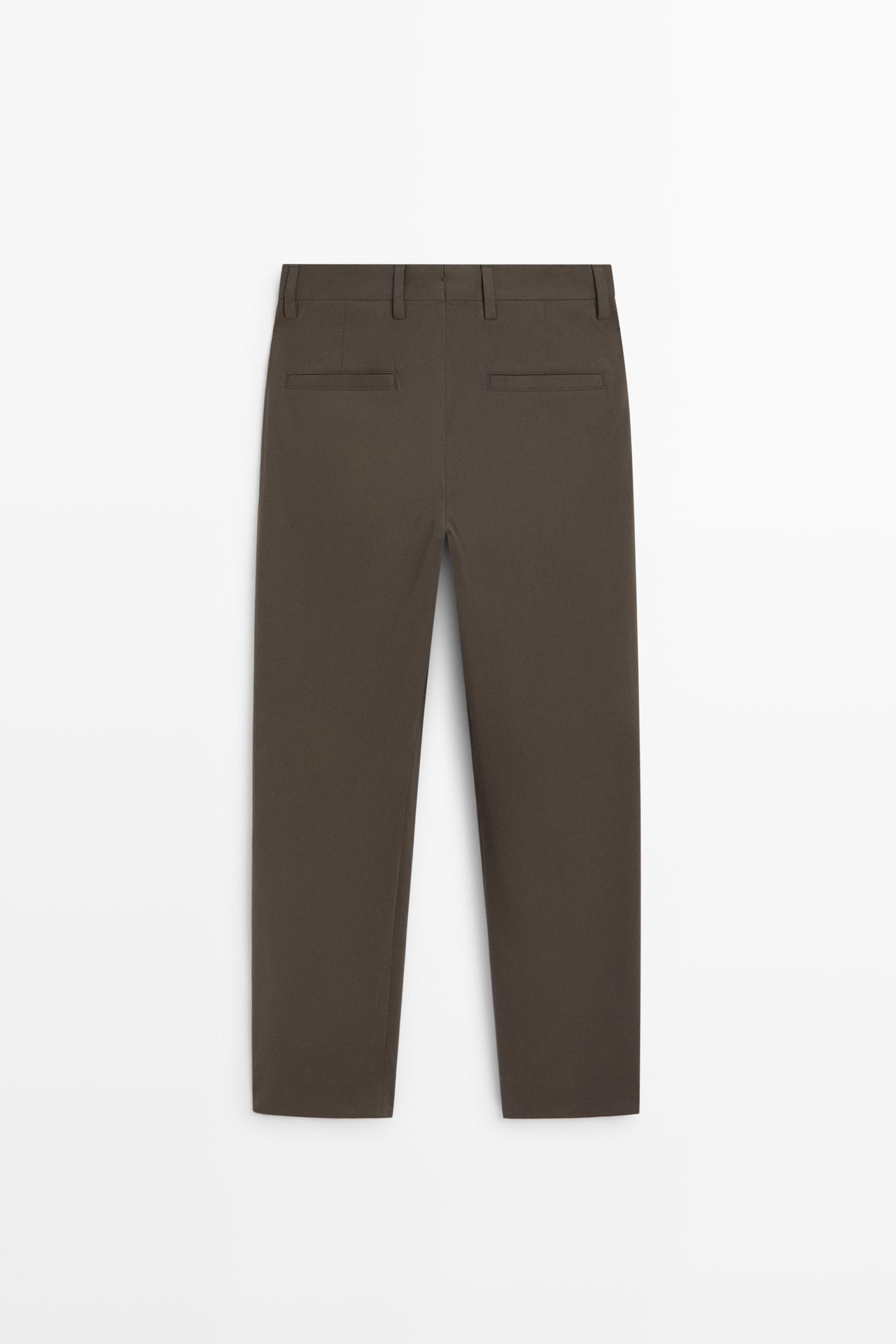 Wide-leg darted pants — BROWN