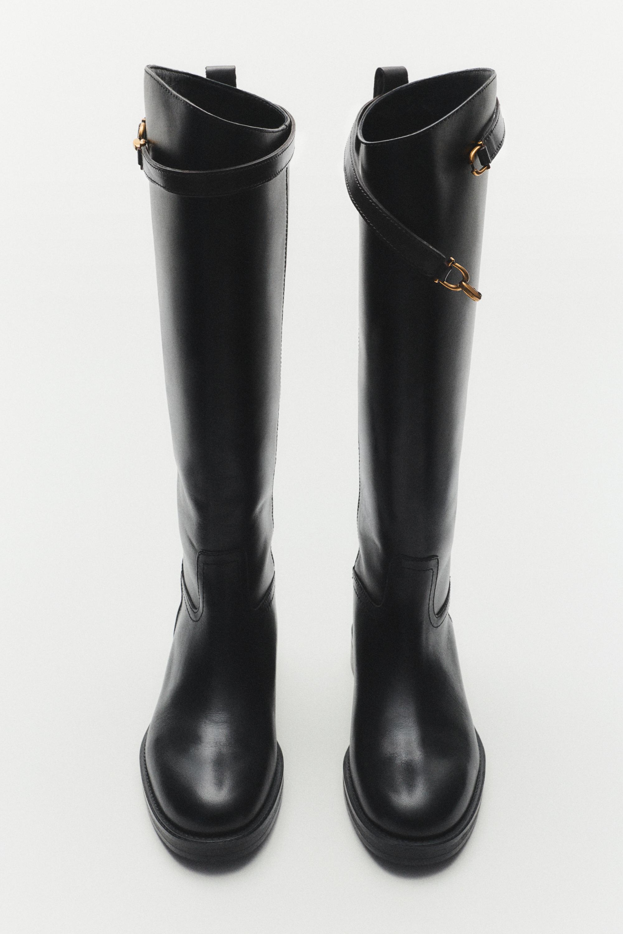 Leather riding boots — BLACK