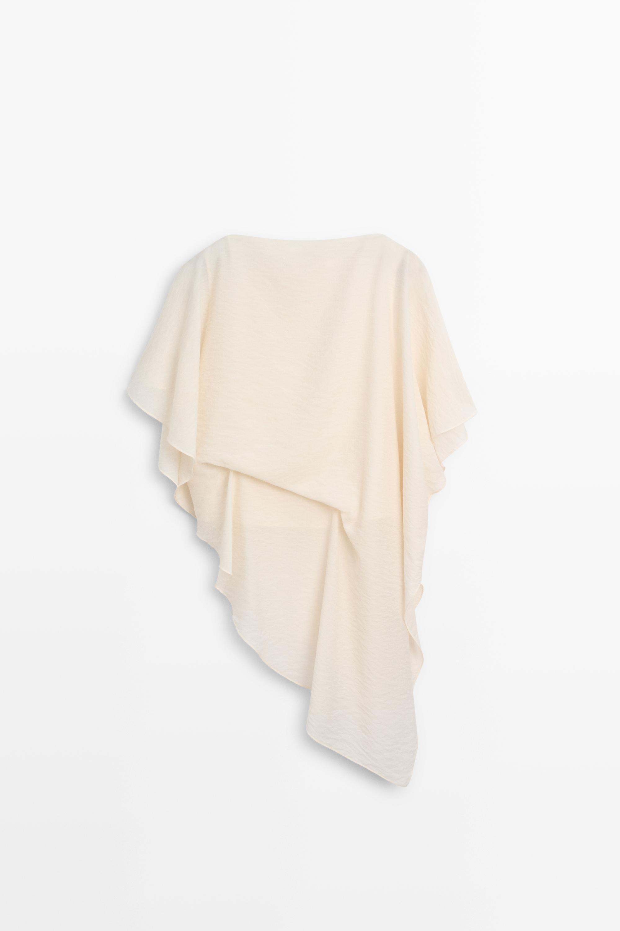 Asymmetric cape-style flowing blouse — Off white