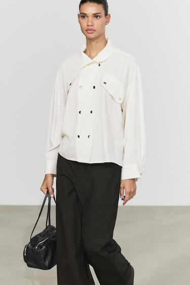 Flowing shirt with button-front detail — CREAM 8