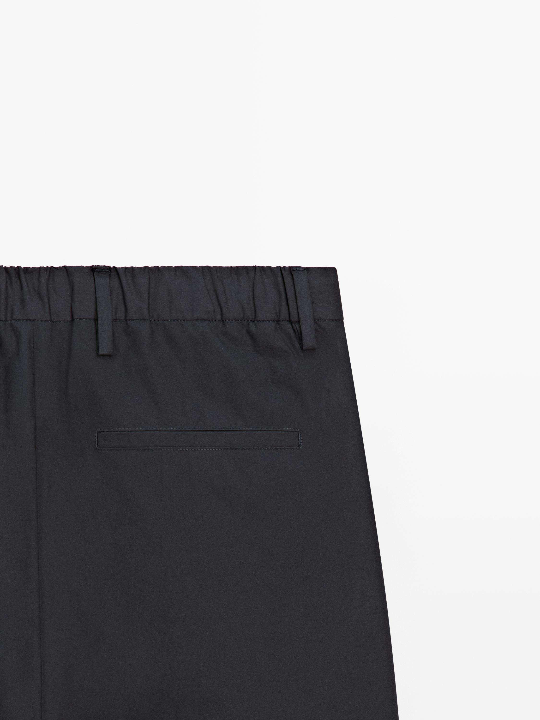 Cotton trousers with double darts — NAVY BLUE