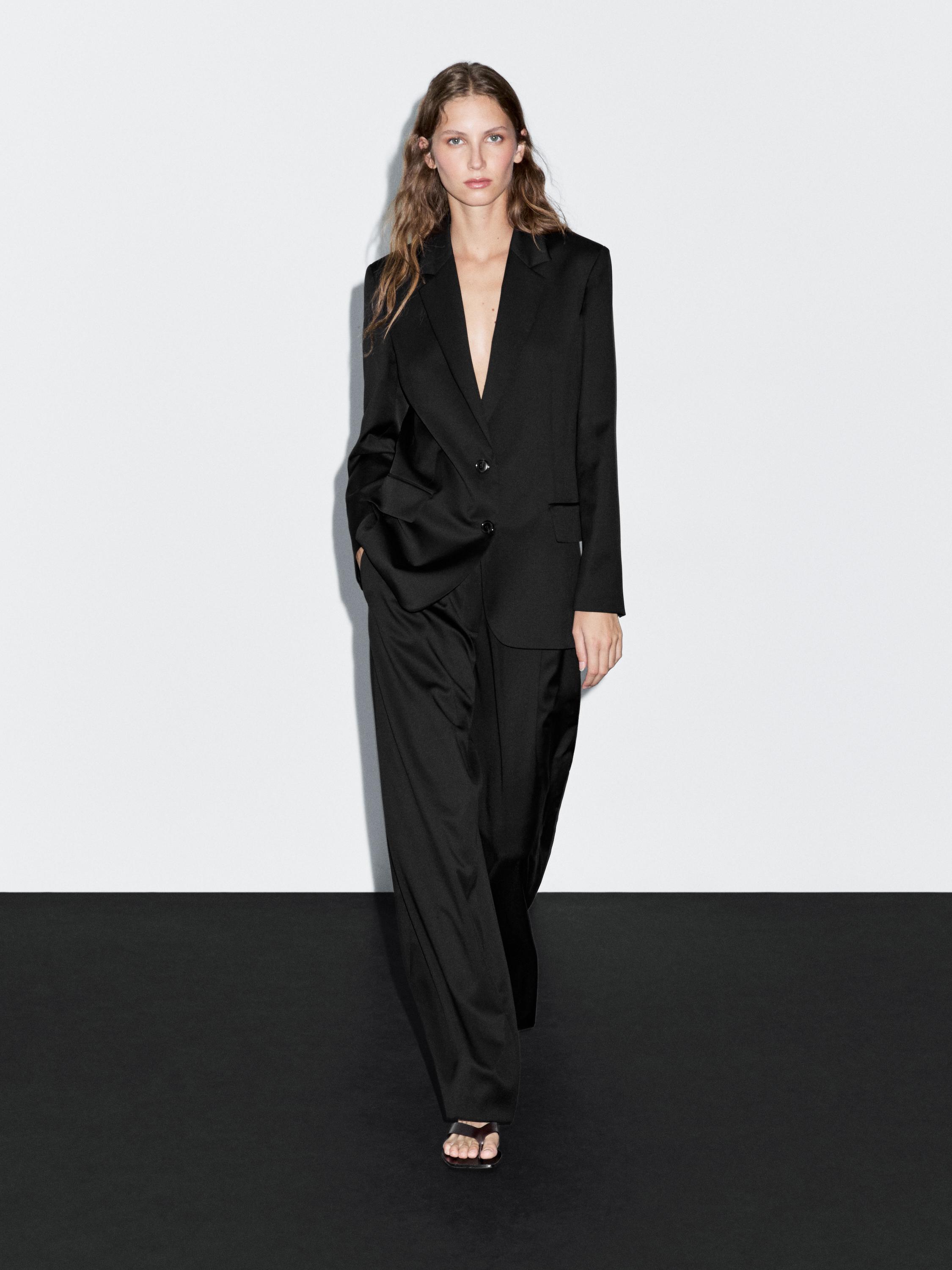 Extra fine wool pleated pants — BLACK