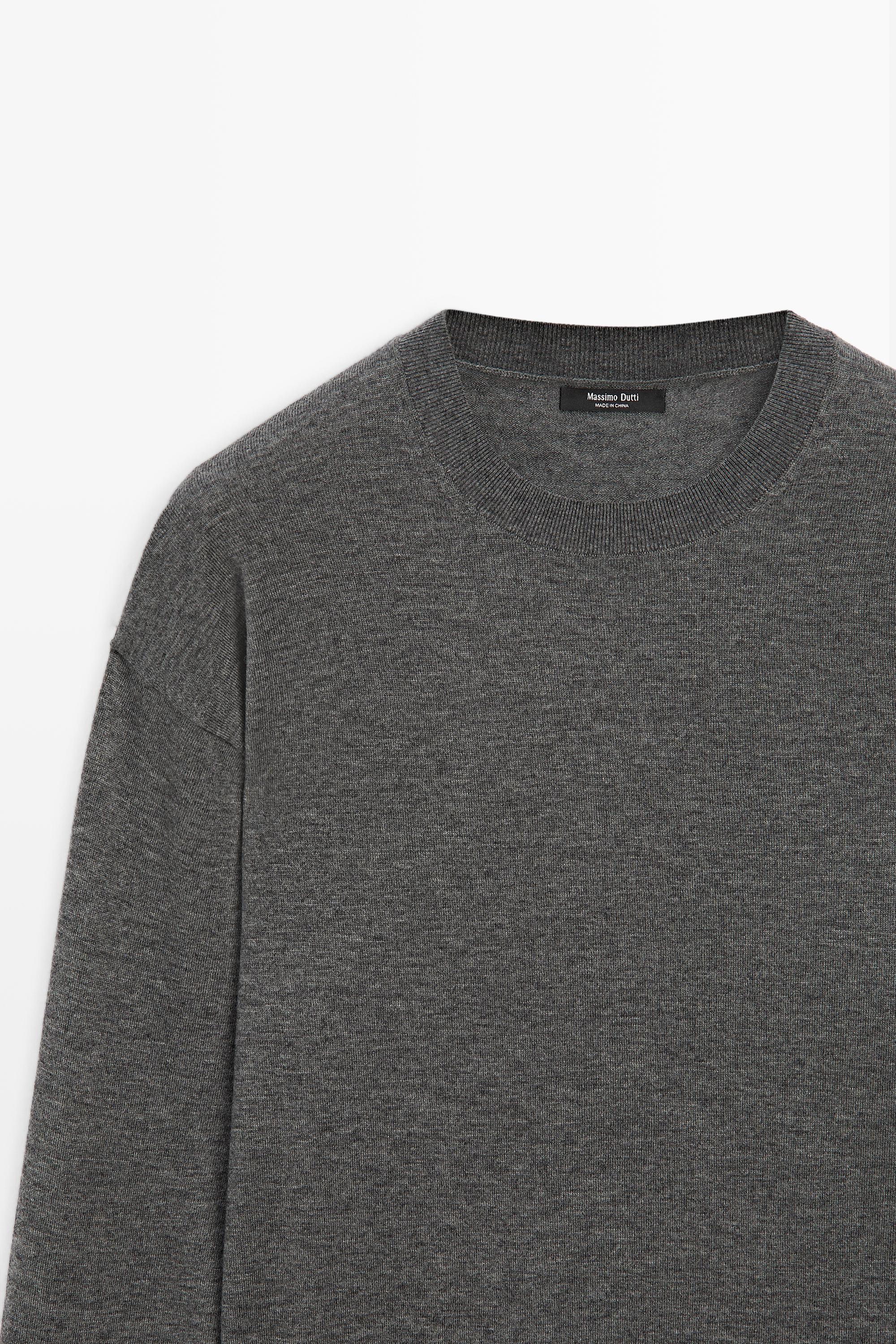 Fine knit round neck sweater — DARK GREY
