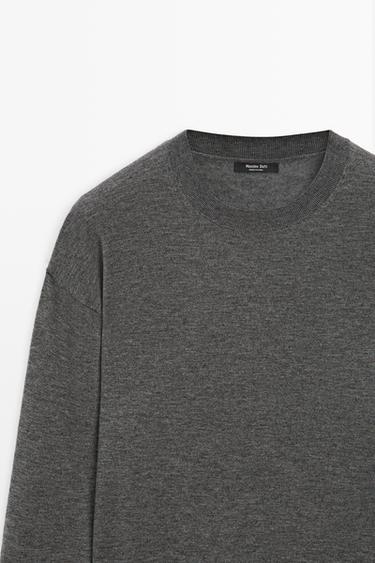 Fine knit round neck sweater — DARK GREY 4