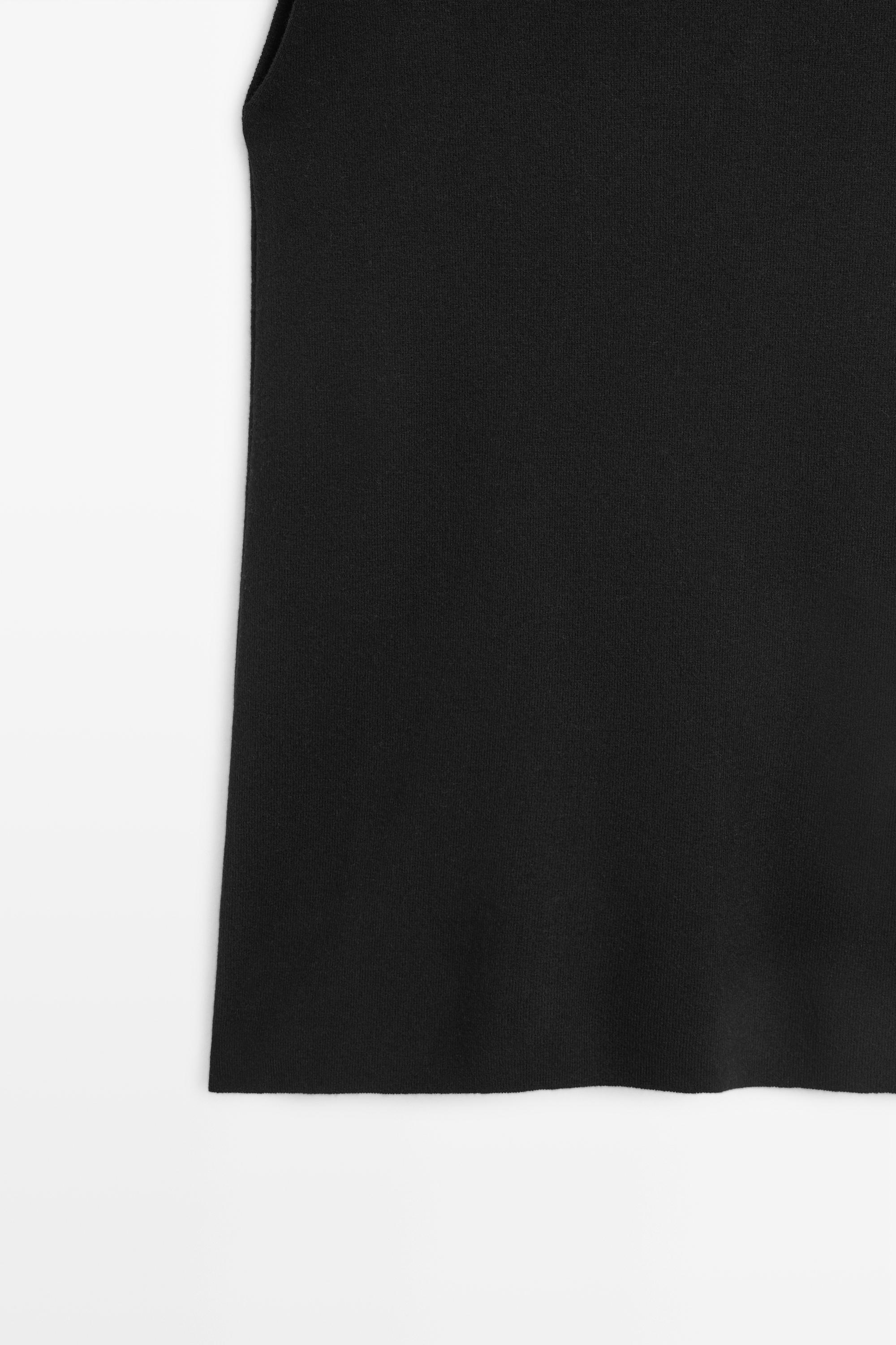 Wool blend knit top — BLACK