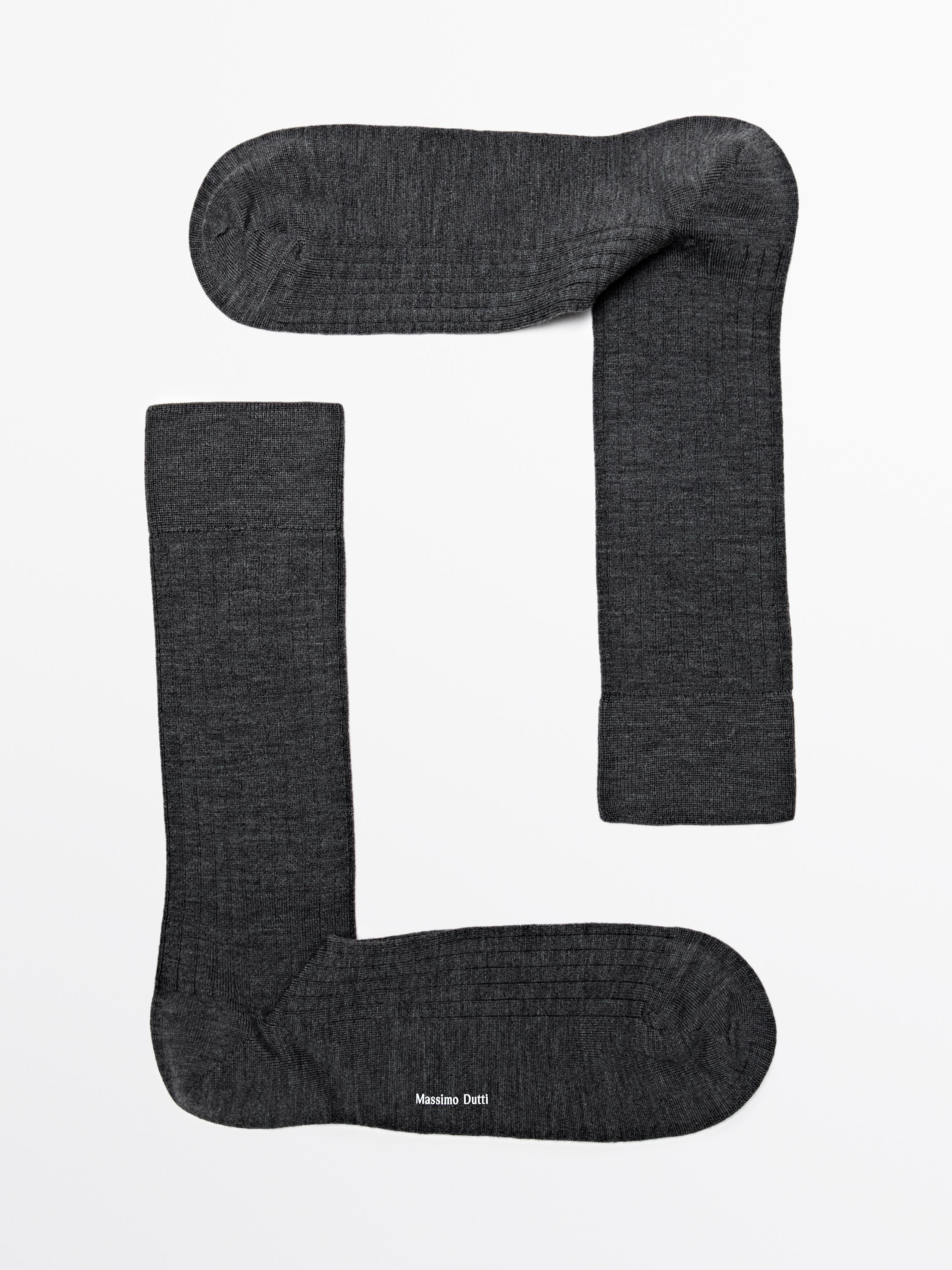 Ribbed knit wool blend socks