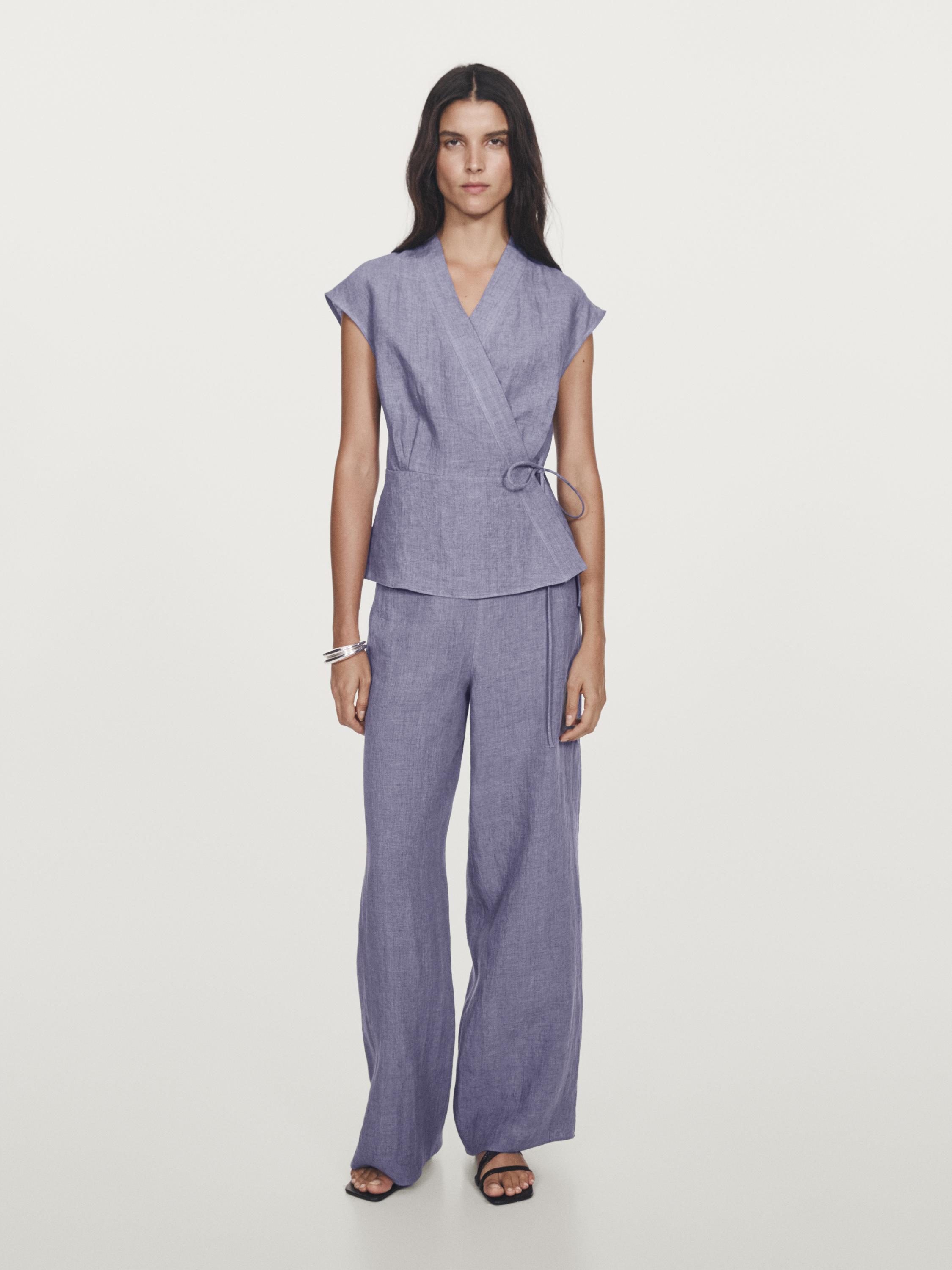 Veste sans manches cache-cœur 100 % lin
