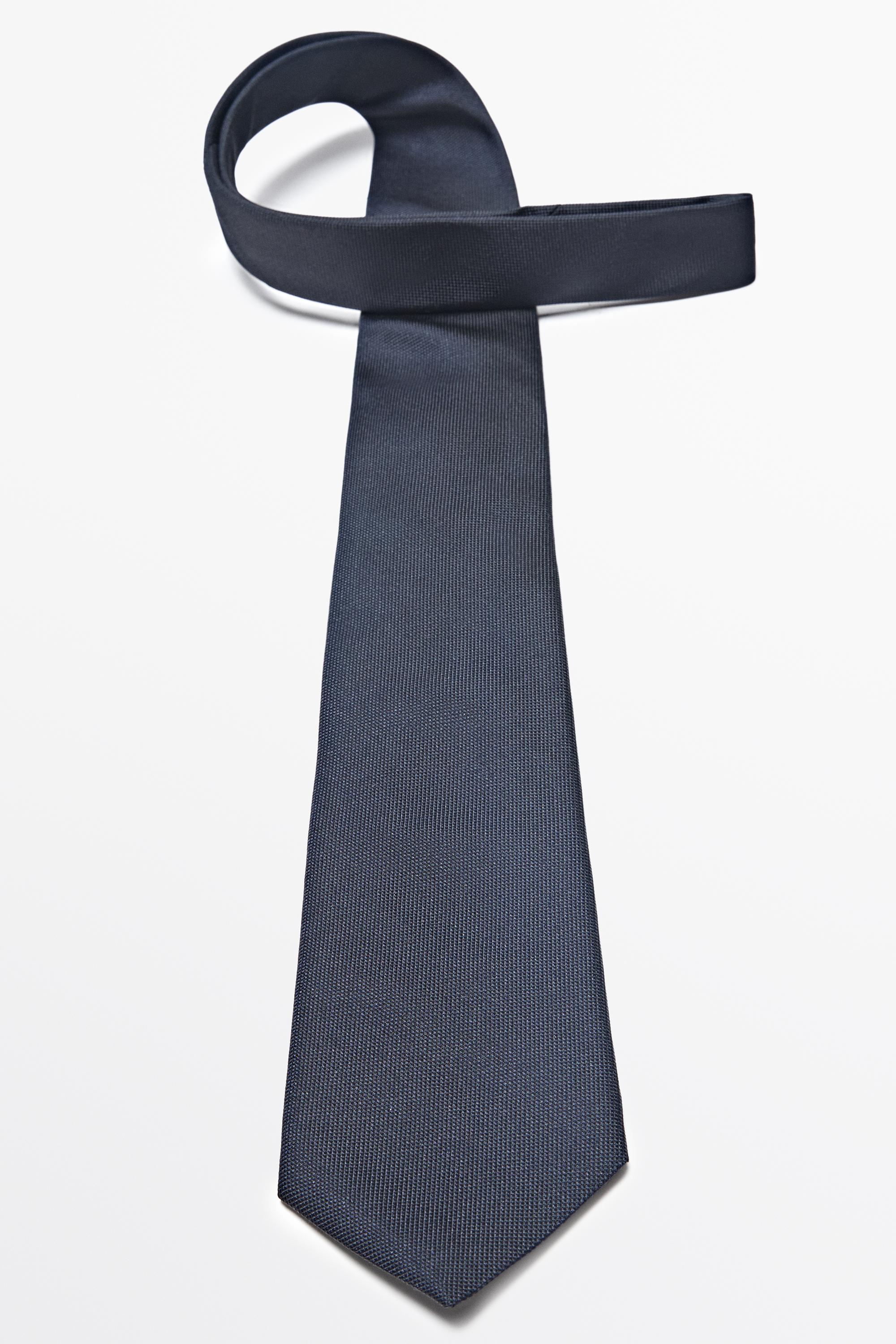 100% silk textured tie — NAVY BLUE