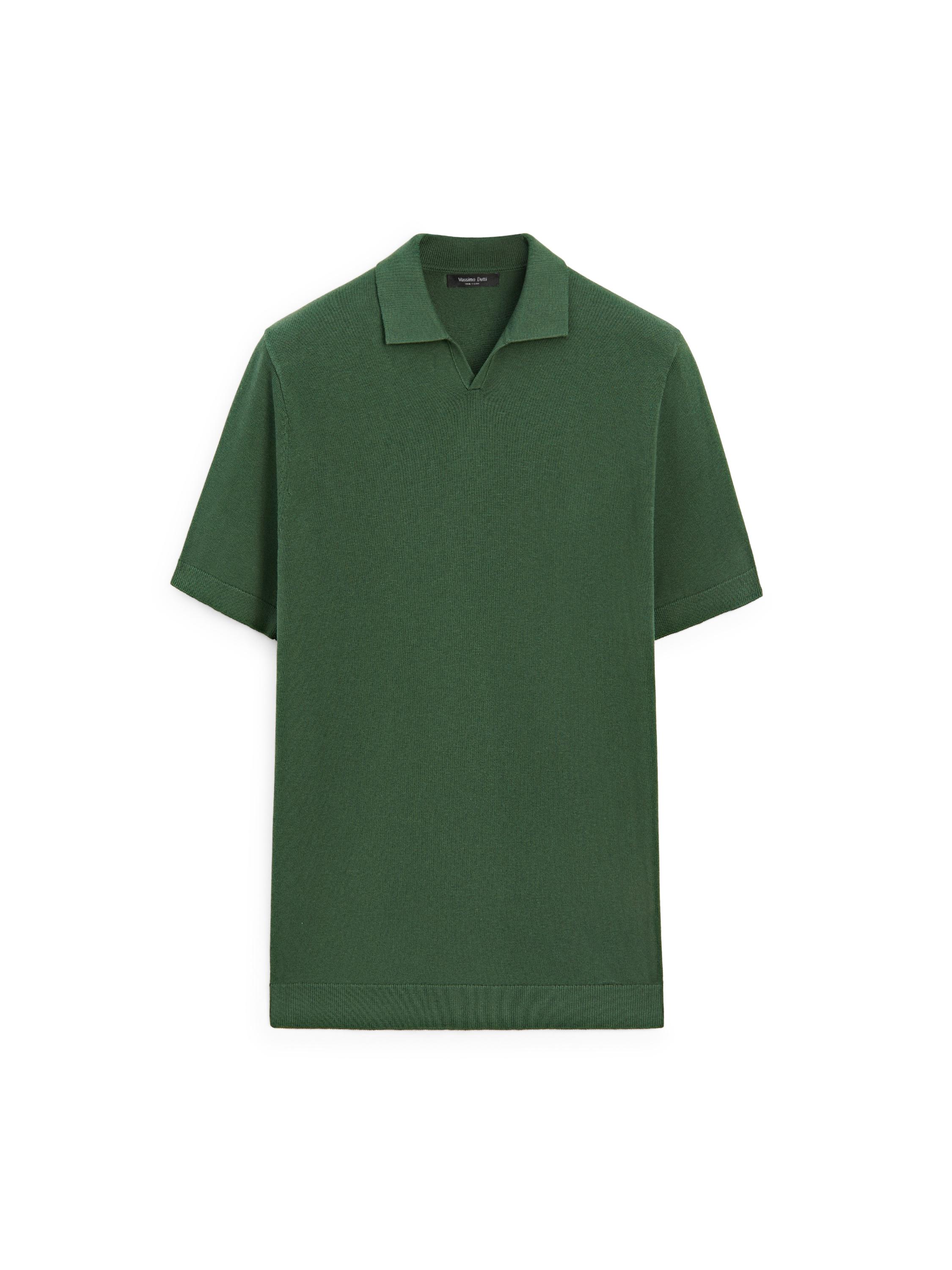 Cotton blend knit polo sweater — DUCK GREEN