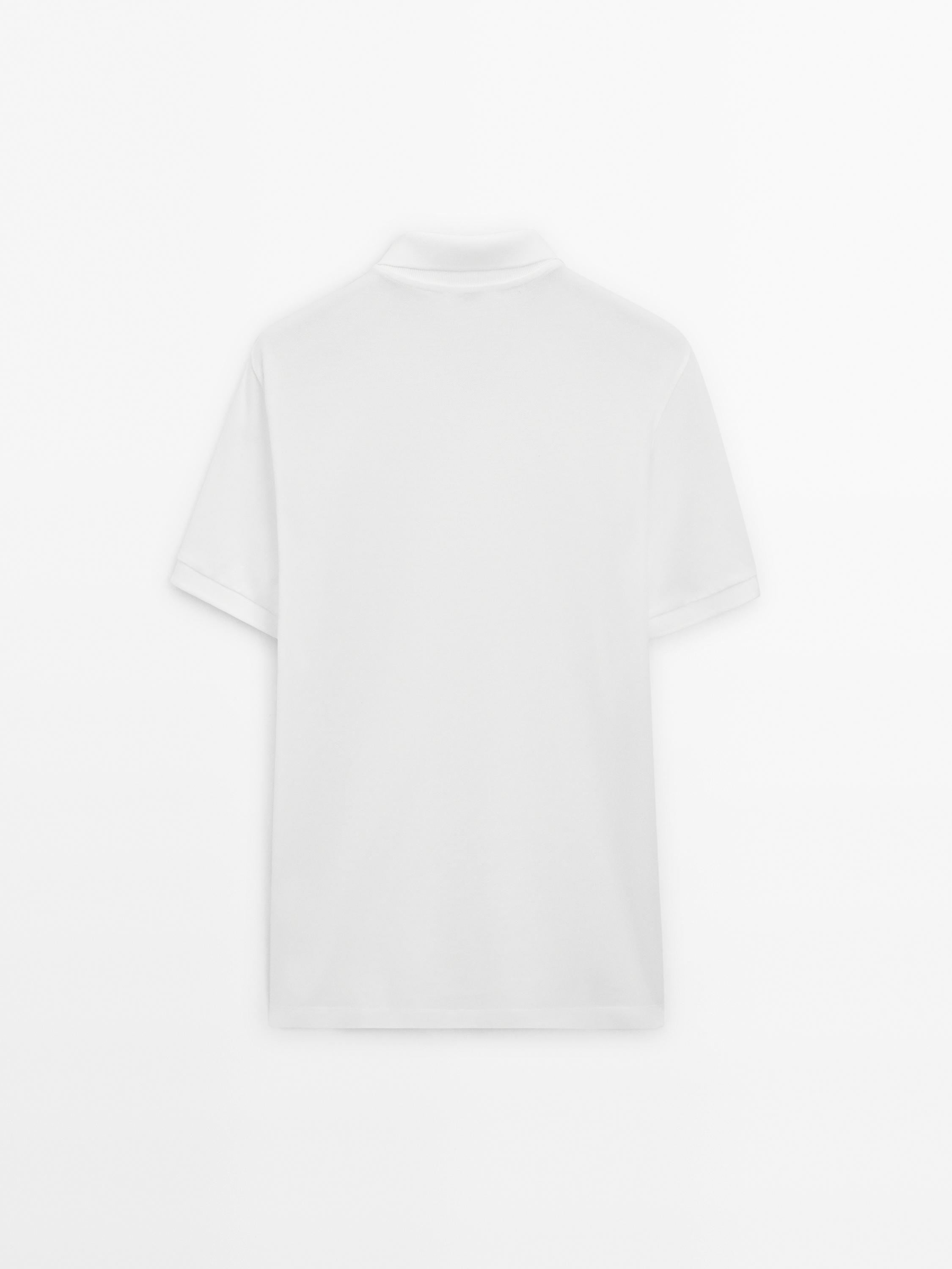 Micro textured piqué cotton polo shirt