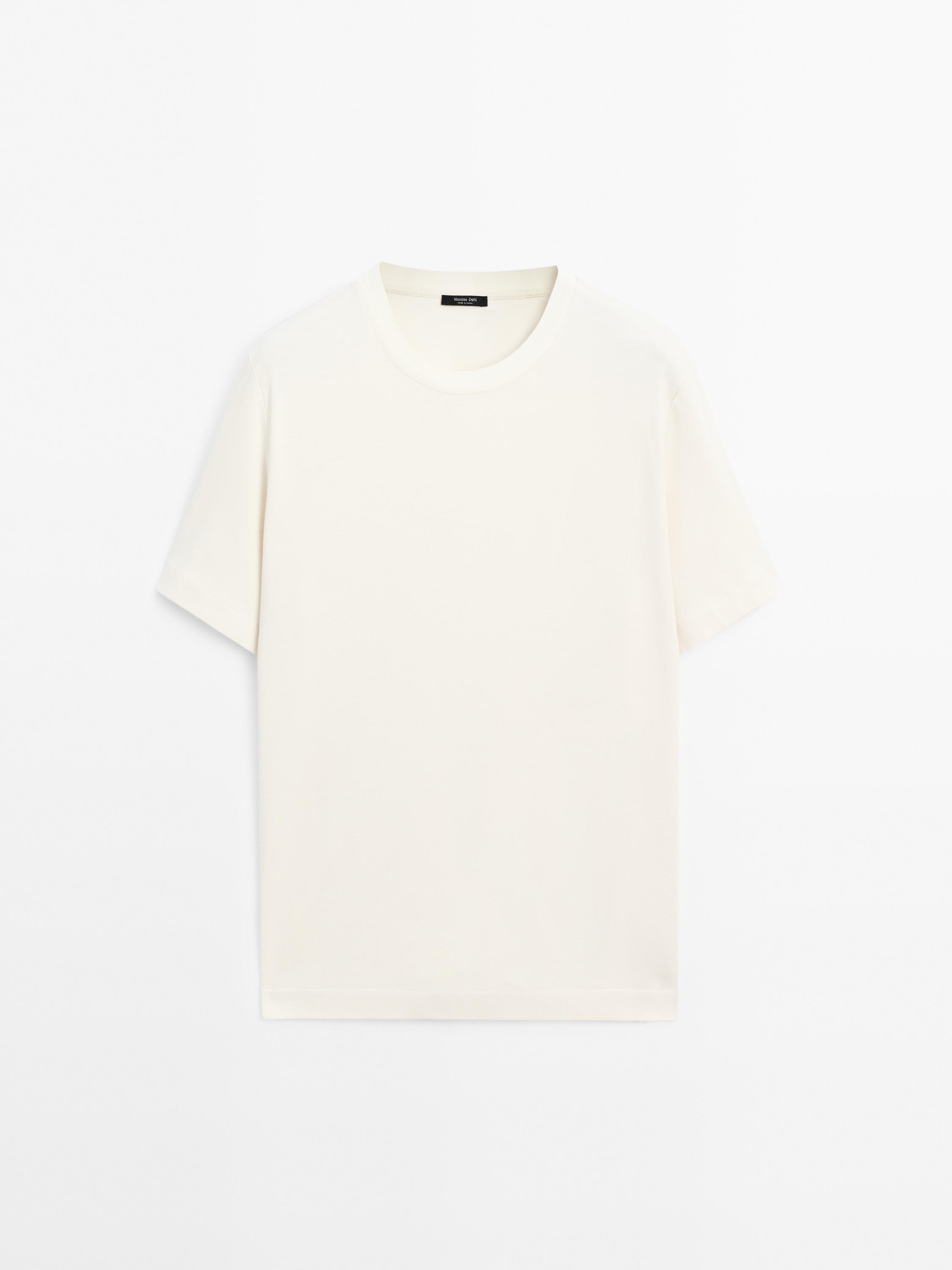 Ribbed neck detail cotton T-shirt