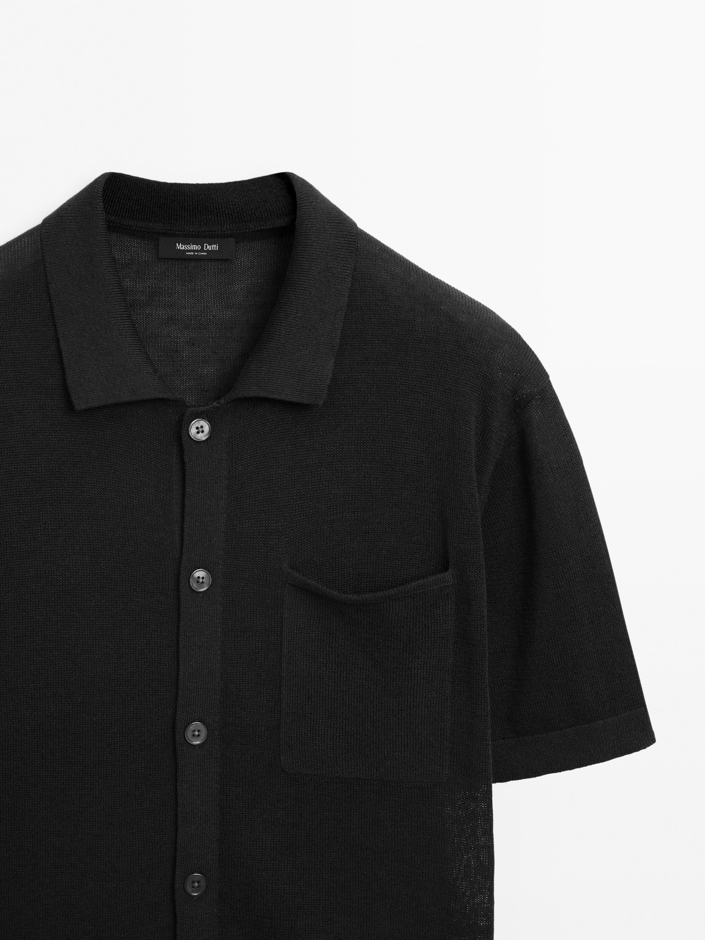 Linen blend short sleeve cardigan