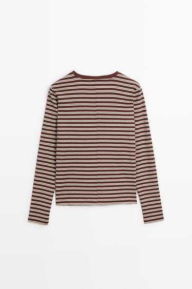 100% cotton striped T-shirt — BROWN 6