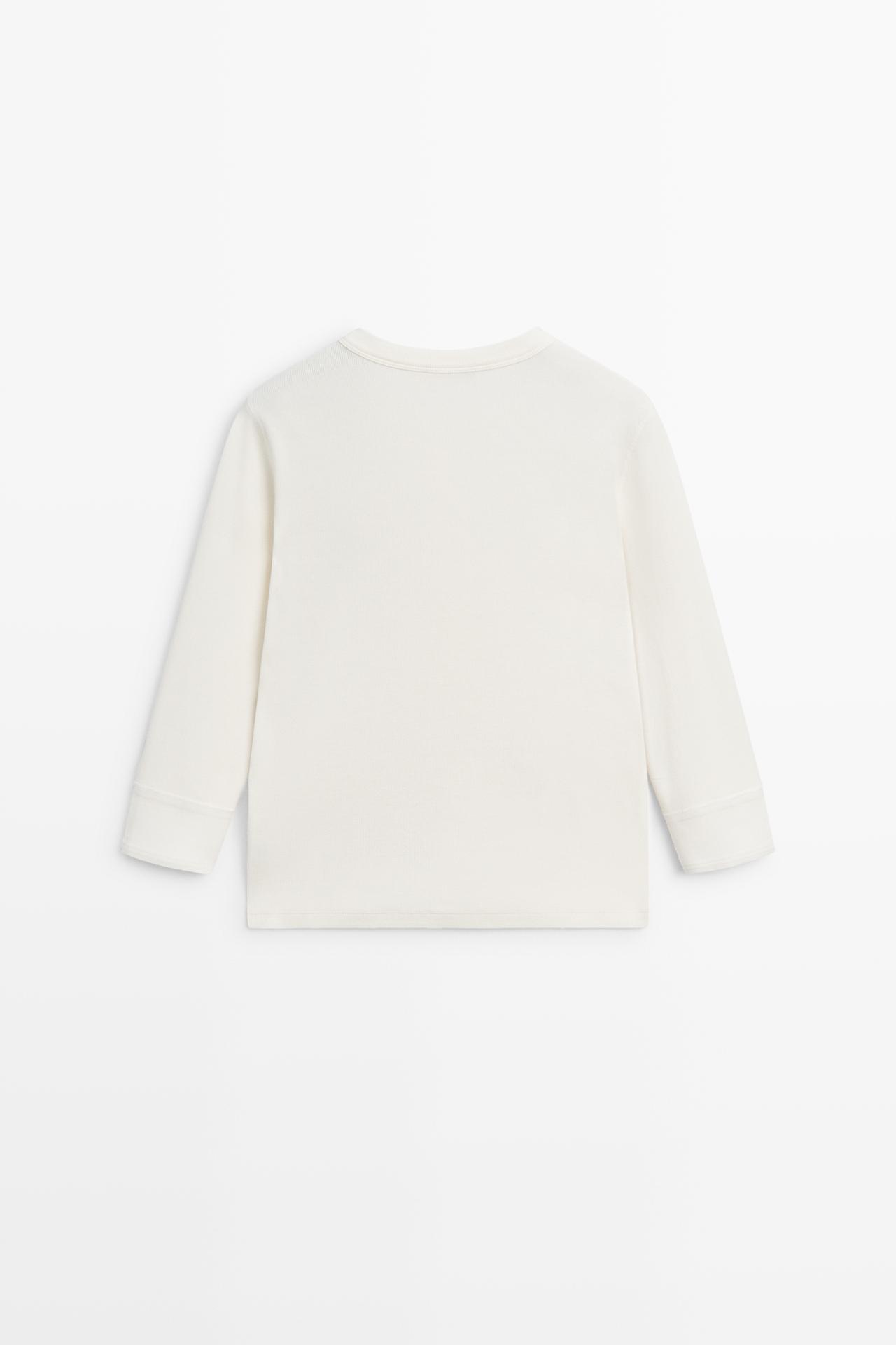 Cotton blend henley T-shirt — CREAM