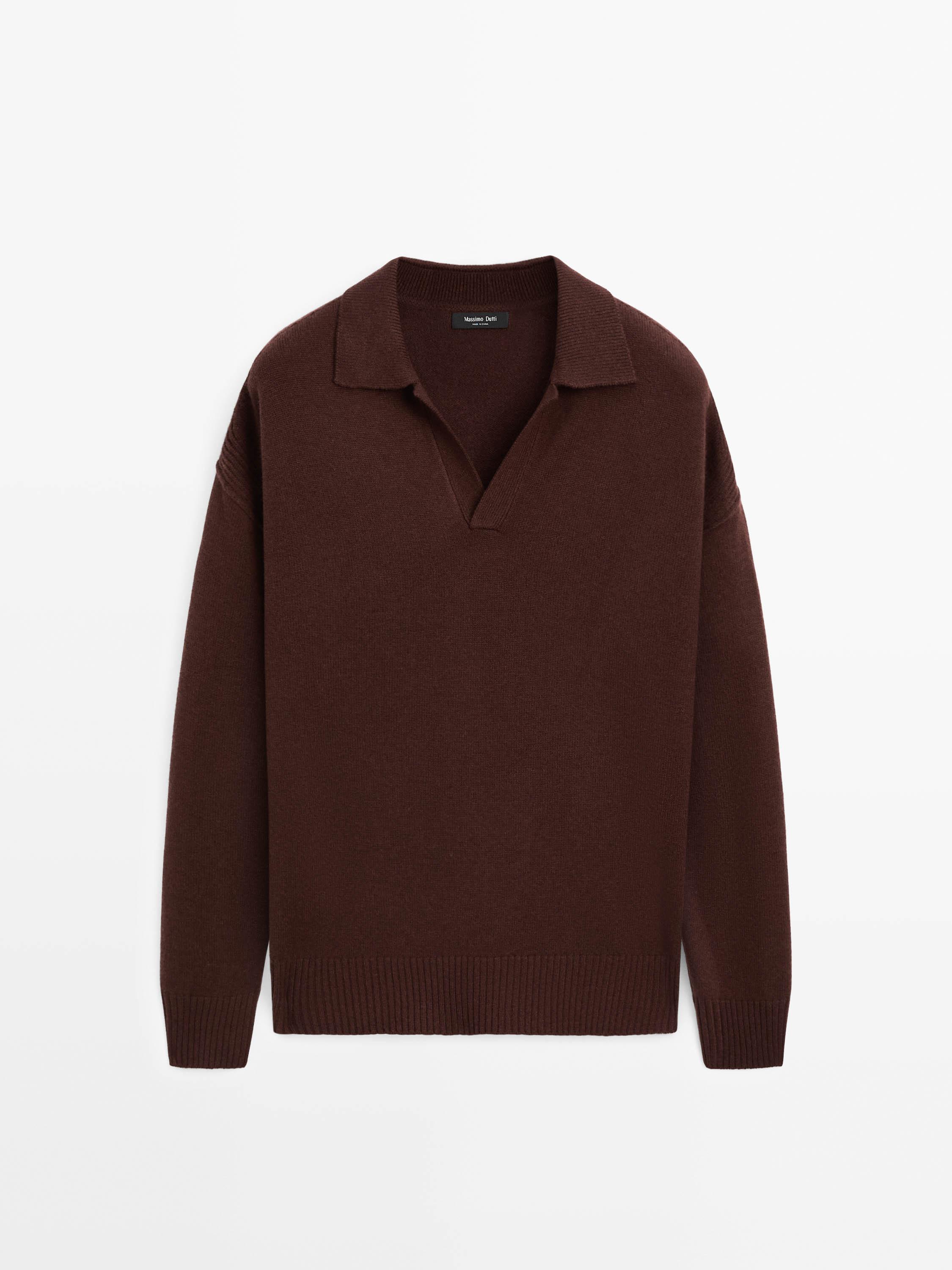 Wool blend polo neck sweater