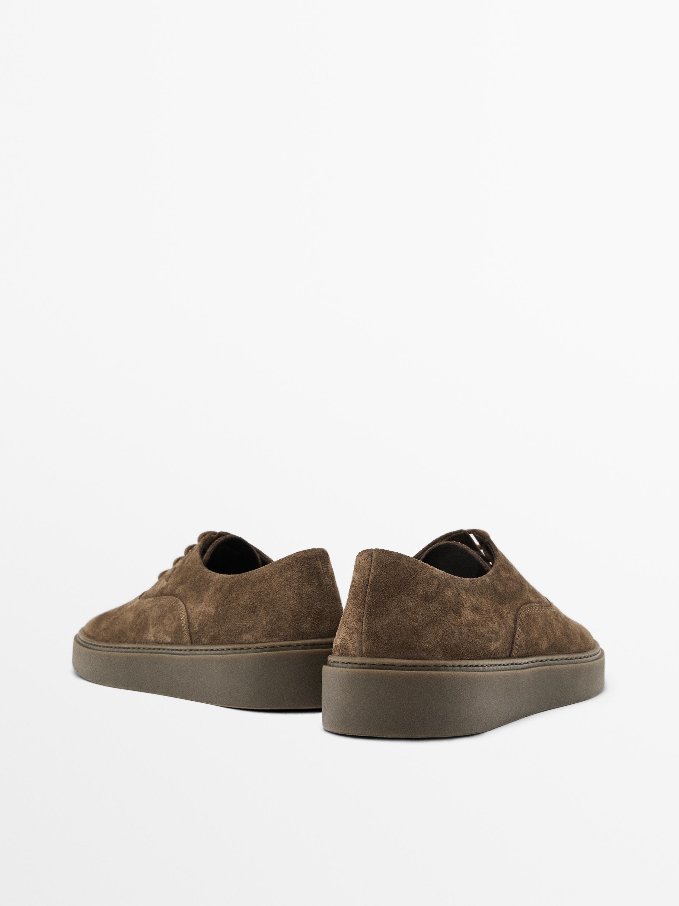 Split suede trainers