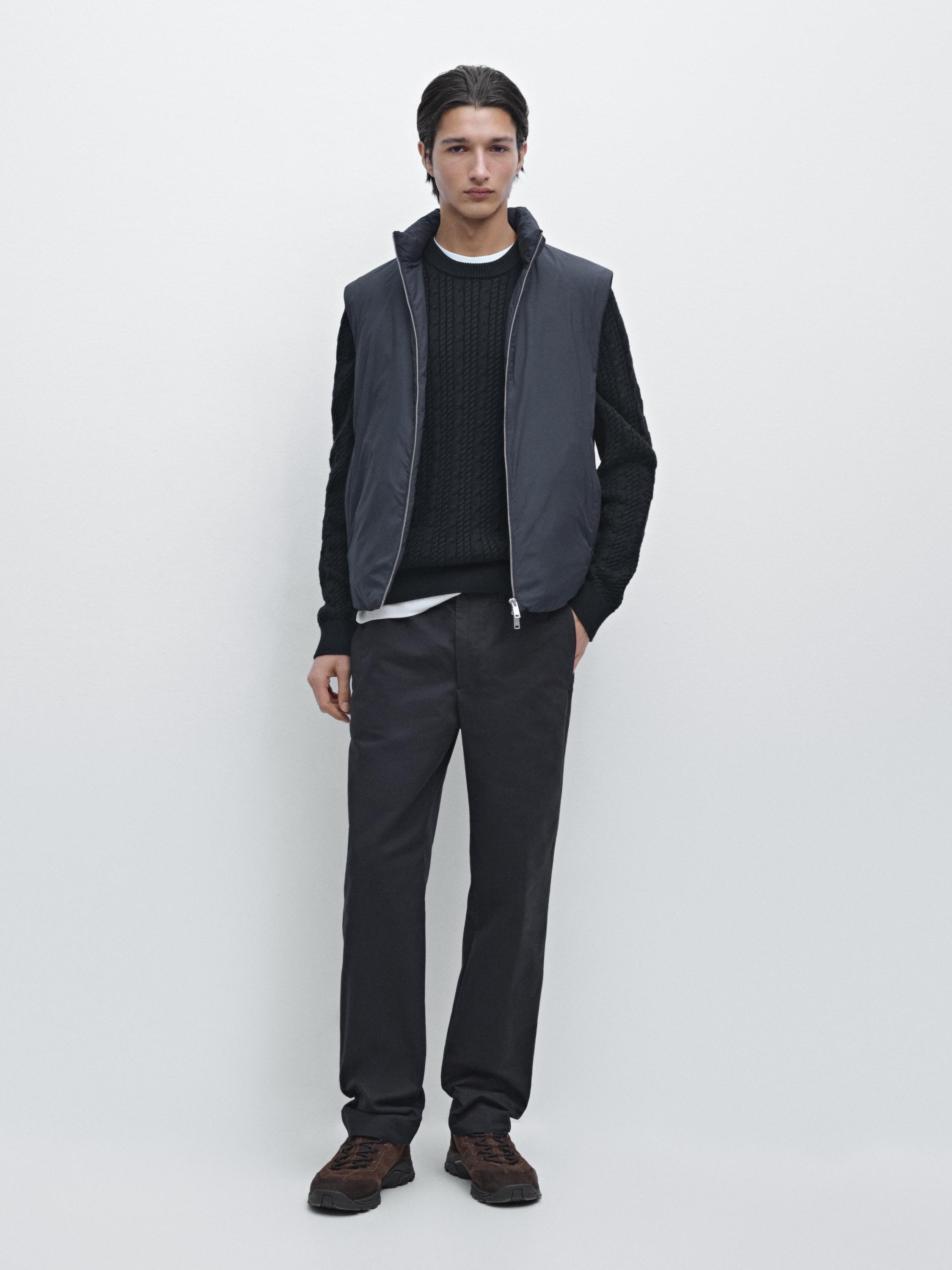 Cotton blend jogger fit trousers — NAVY BLUE