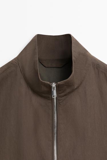 Cotton blend high-neck jacket — Chocolate 4