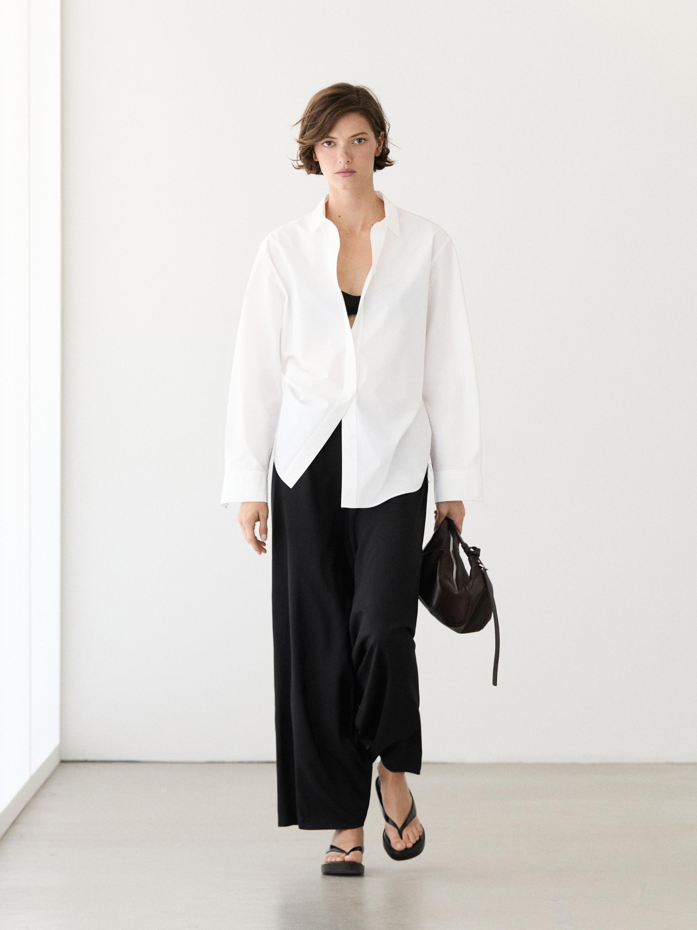 100% cotton poplin shirt — WHITE