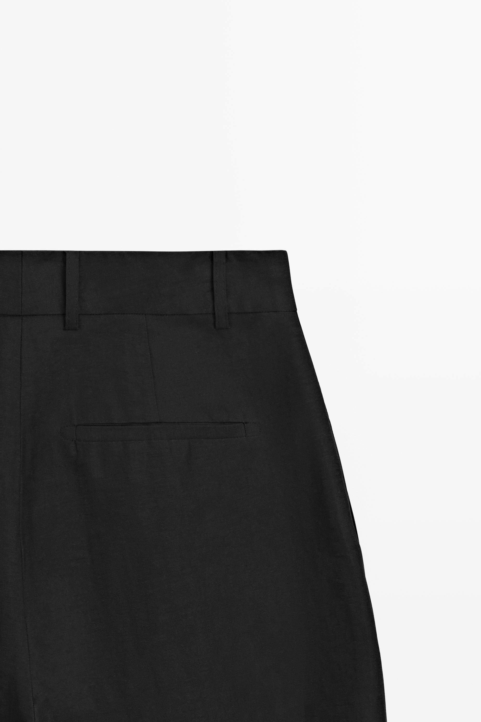 Linen blend pleated trousers - STUDIO — BLACK