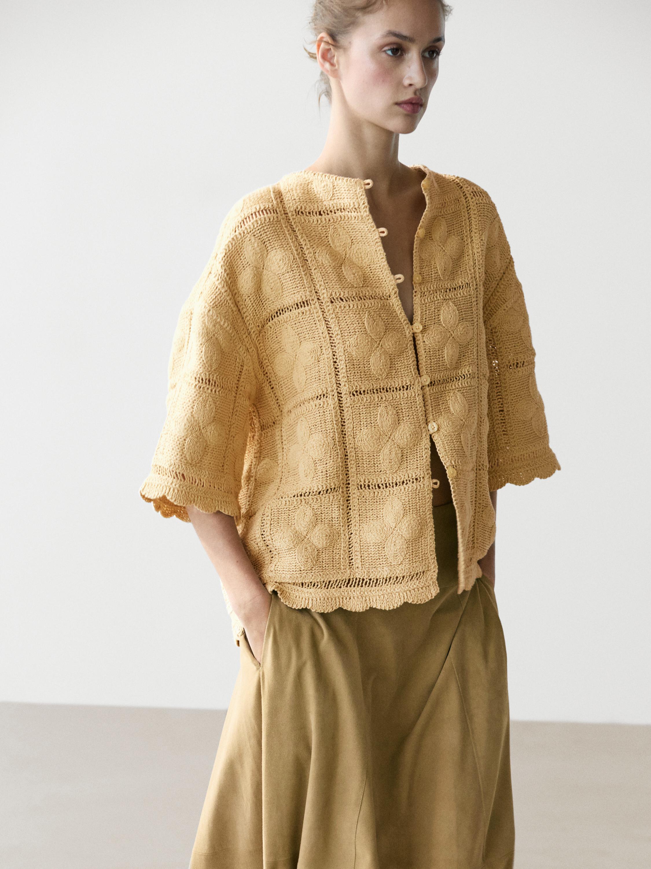 Cutwork crochet cardigan — Vanilla