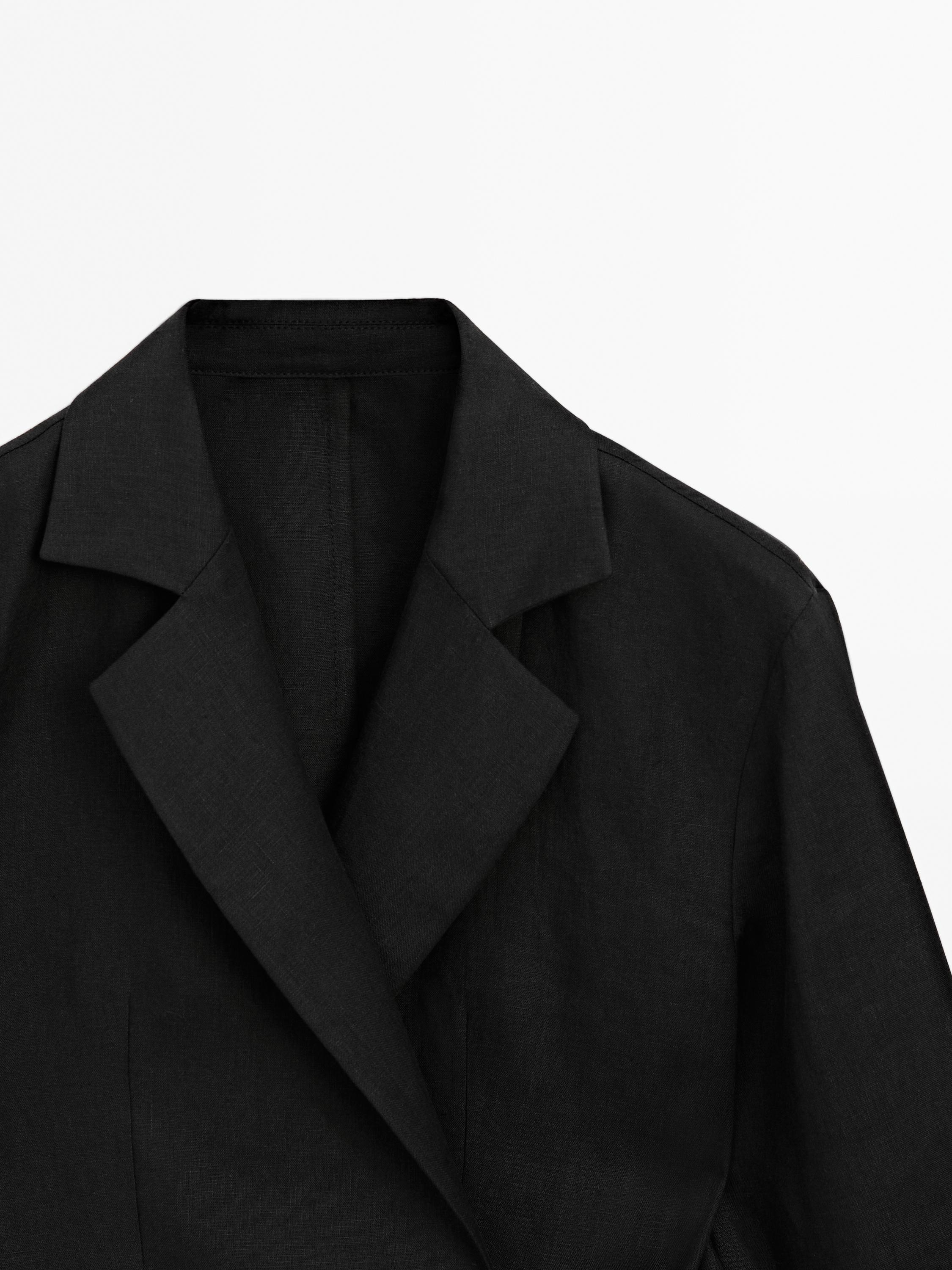 100% linen blazer with tie