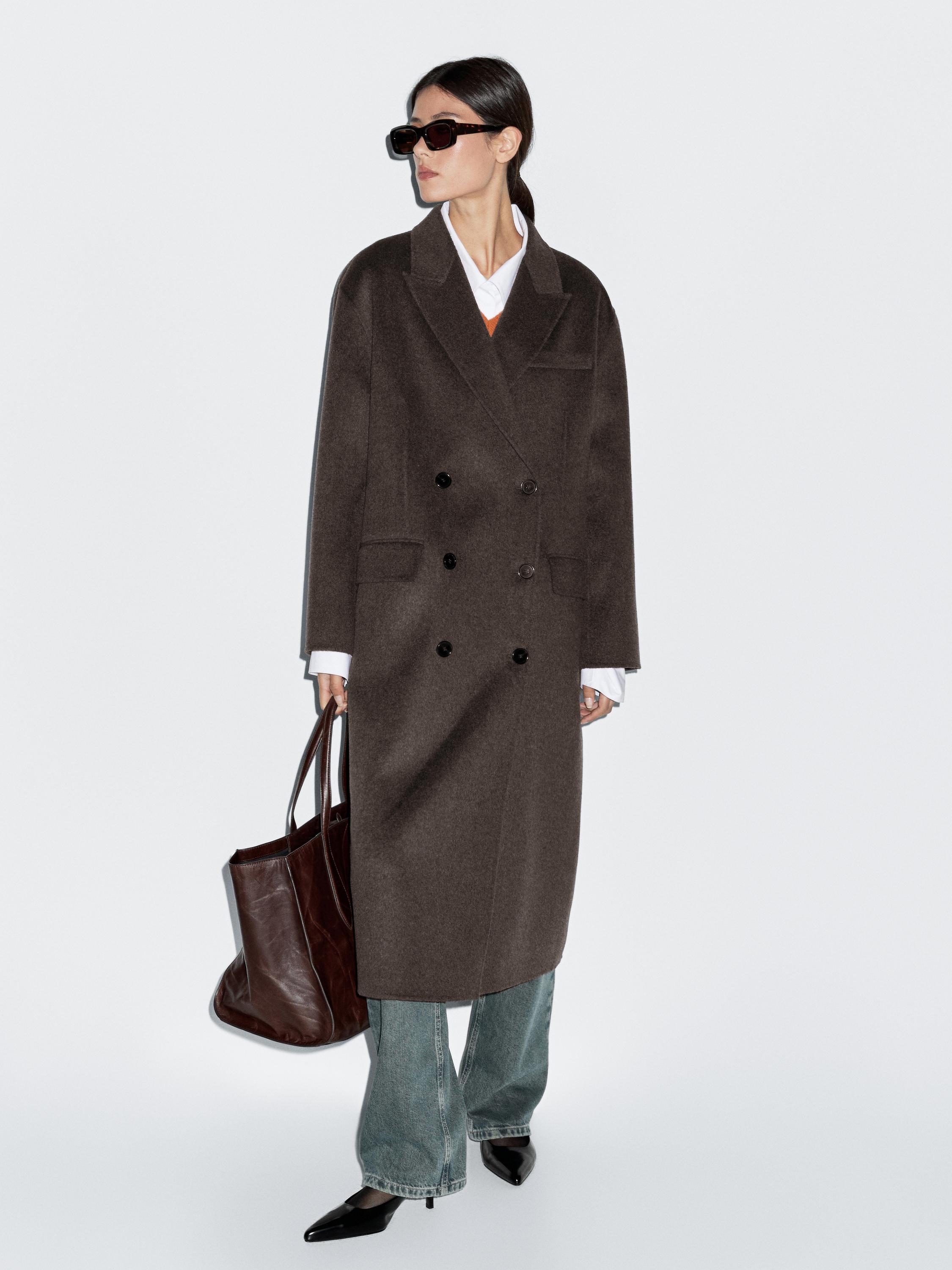 Long wool blend surplice coat