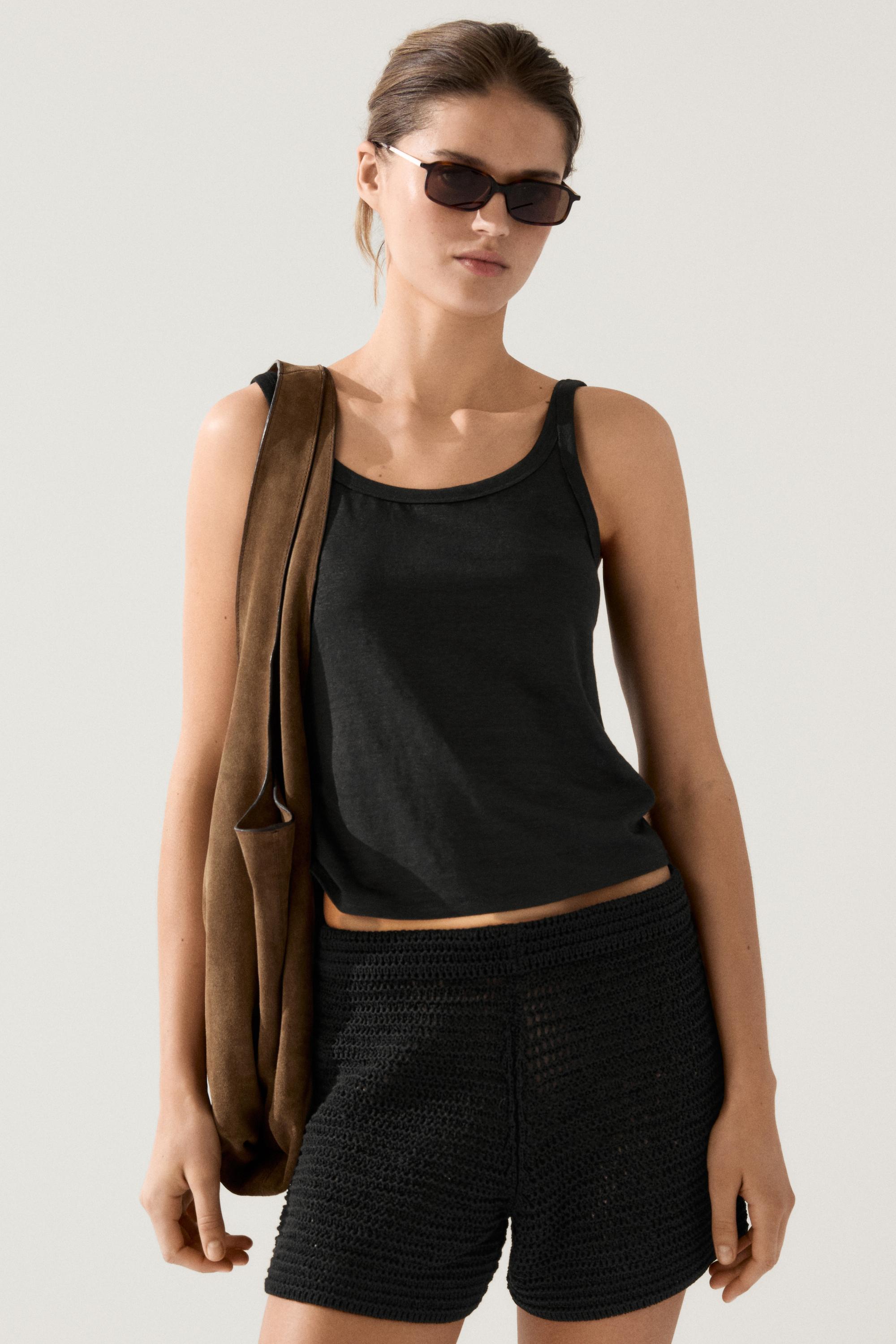Short cotton blend knit Bermuda shorts — BLACK