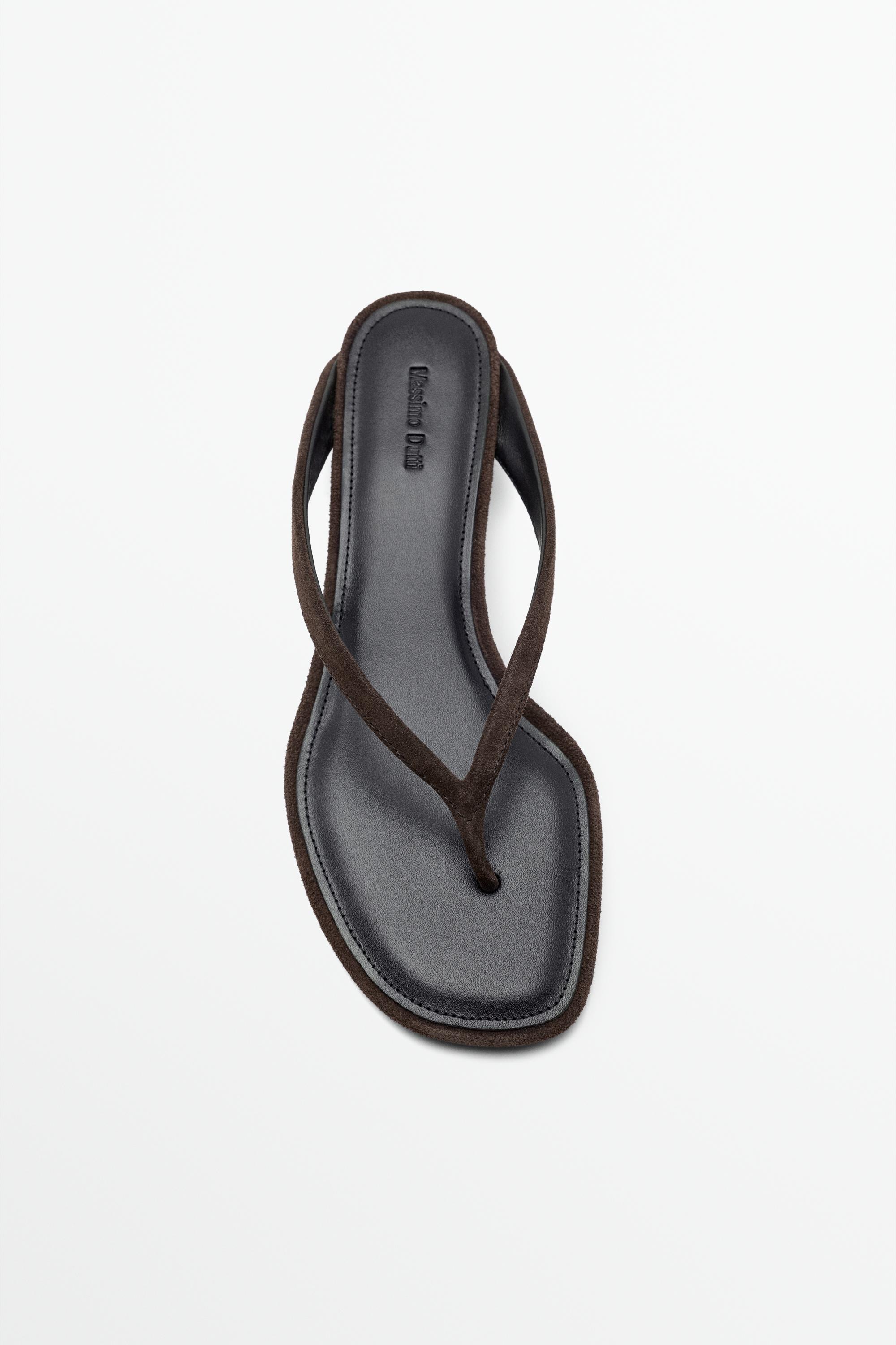 Mid-heel toe sandal — BROWN