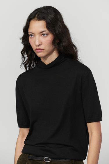 Wool blend turtleneck knit sweater — BLACK 8