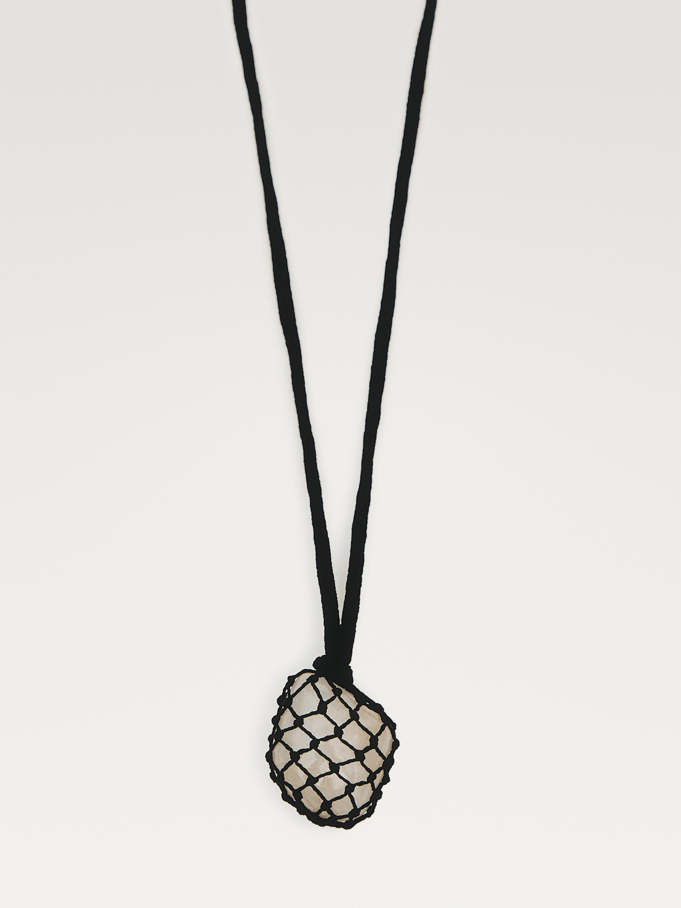 Mesh stone cord necklace