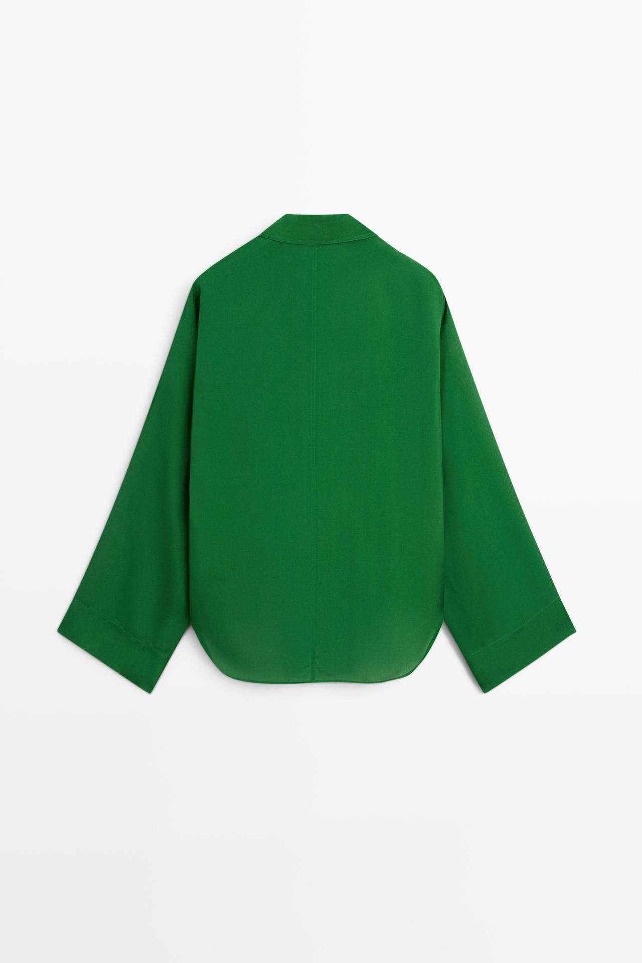 Long sleeve flowing polo shirt — GREEN