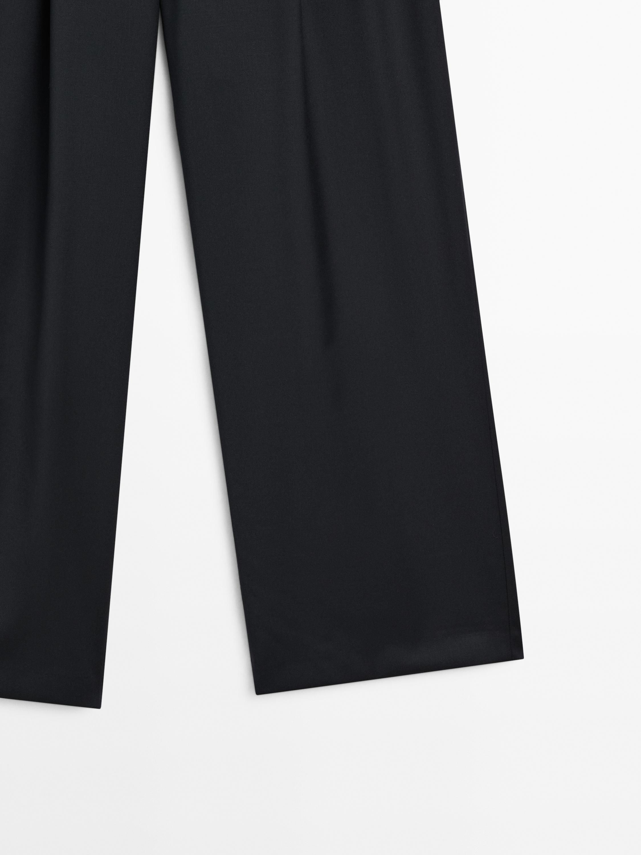 Pleated extra fine wool trousers — NAVY BLUE