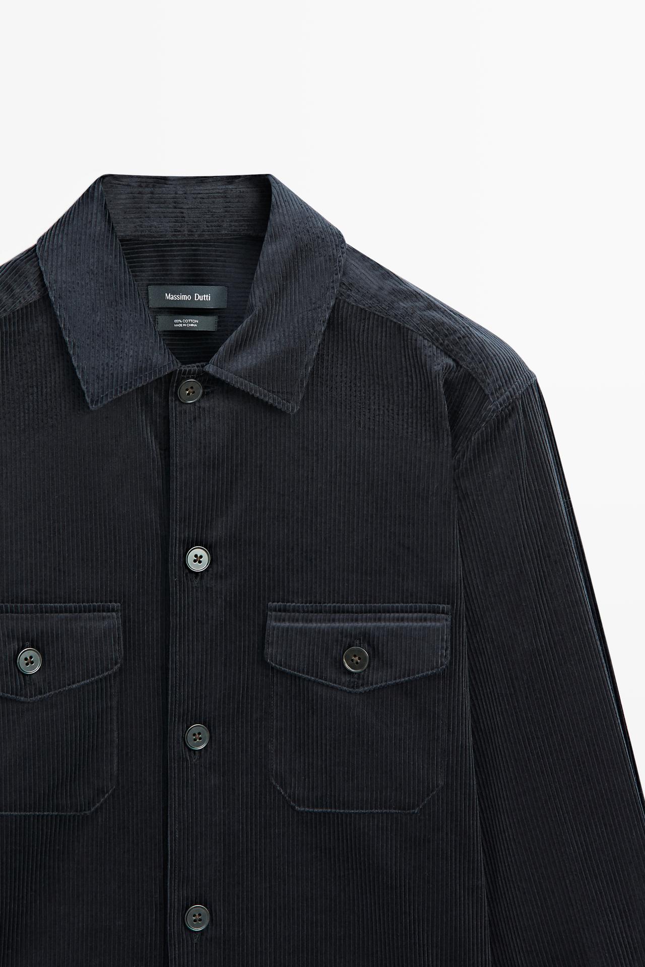 Corduroy overshirt with pocket detail — NAVY BLUE