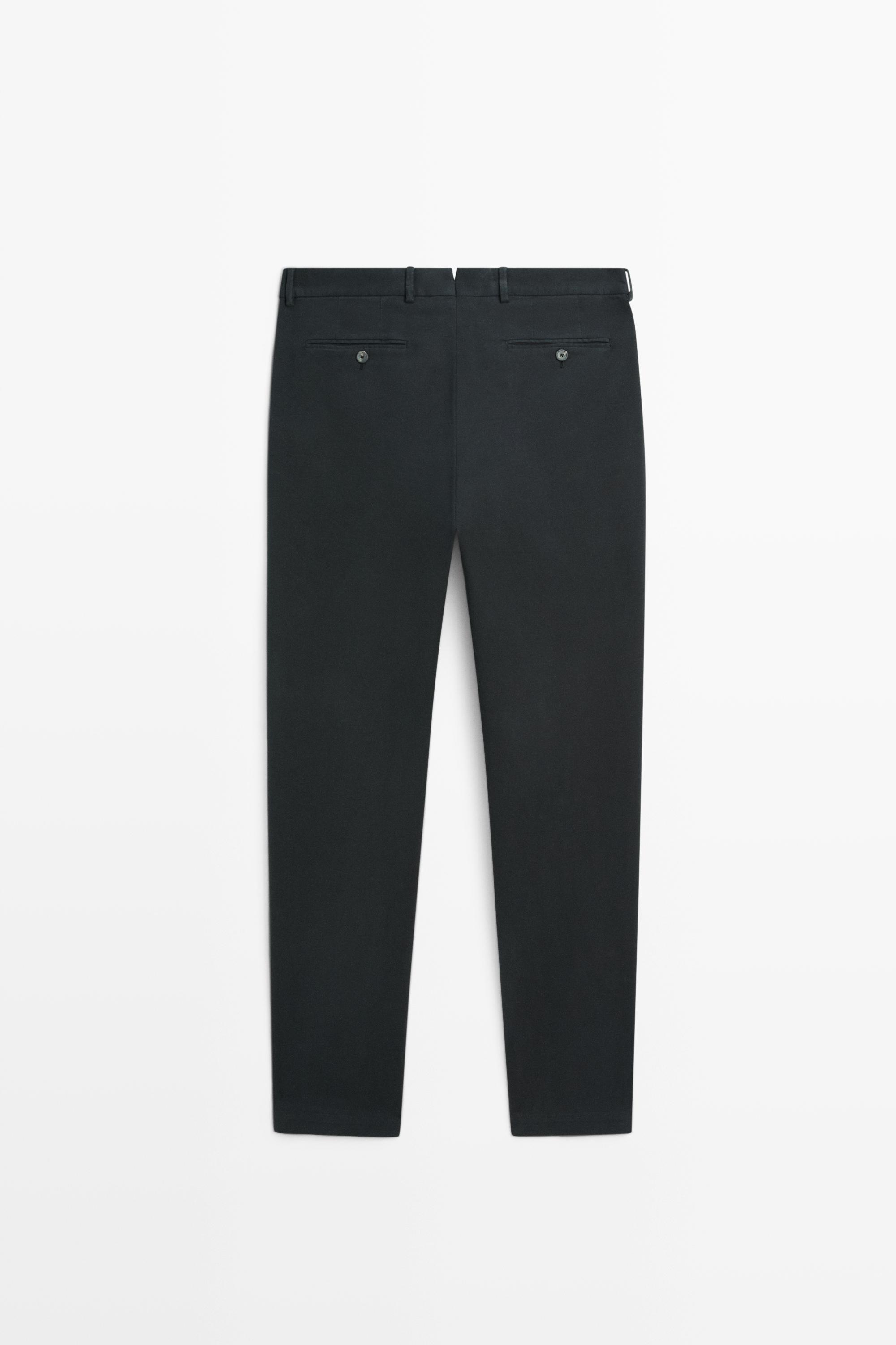 100% cotton slim fit pants — NAVY BLUE