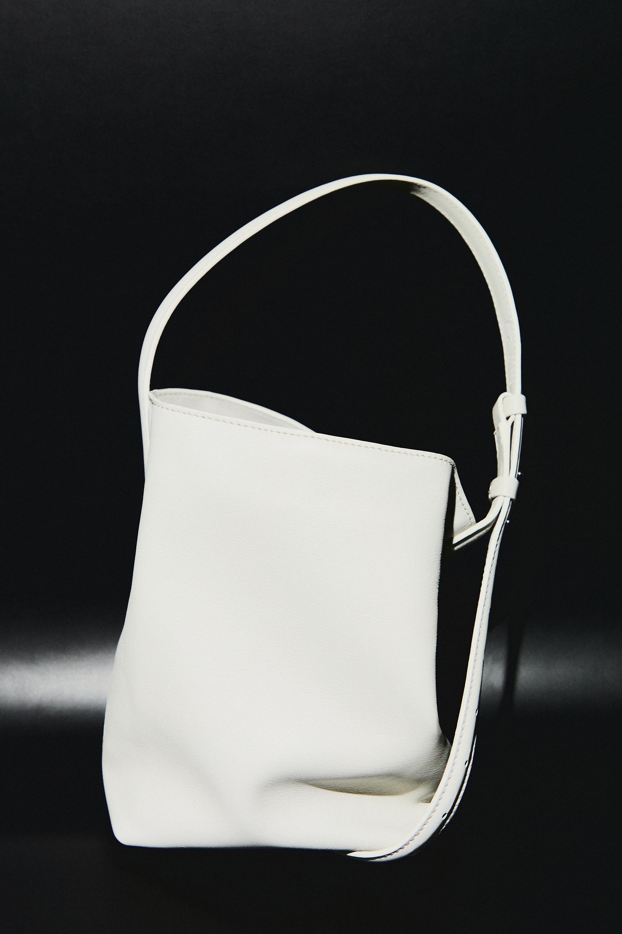 Nappa leather mini bucket bag — Off white