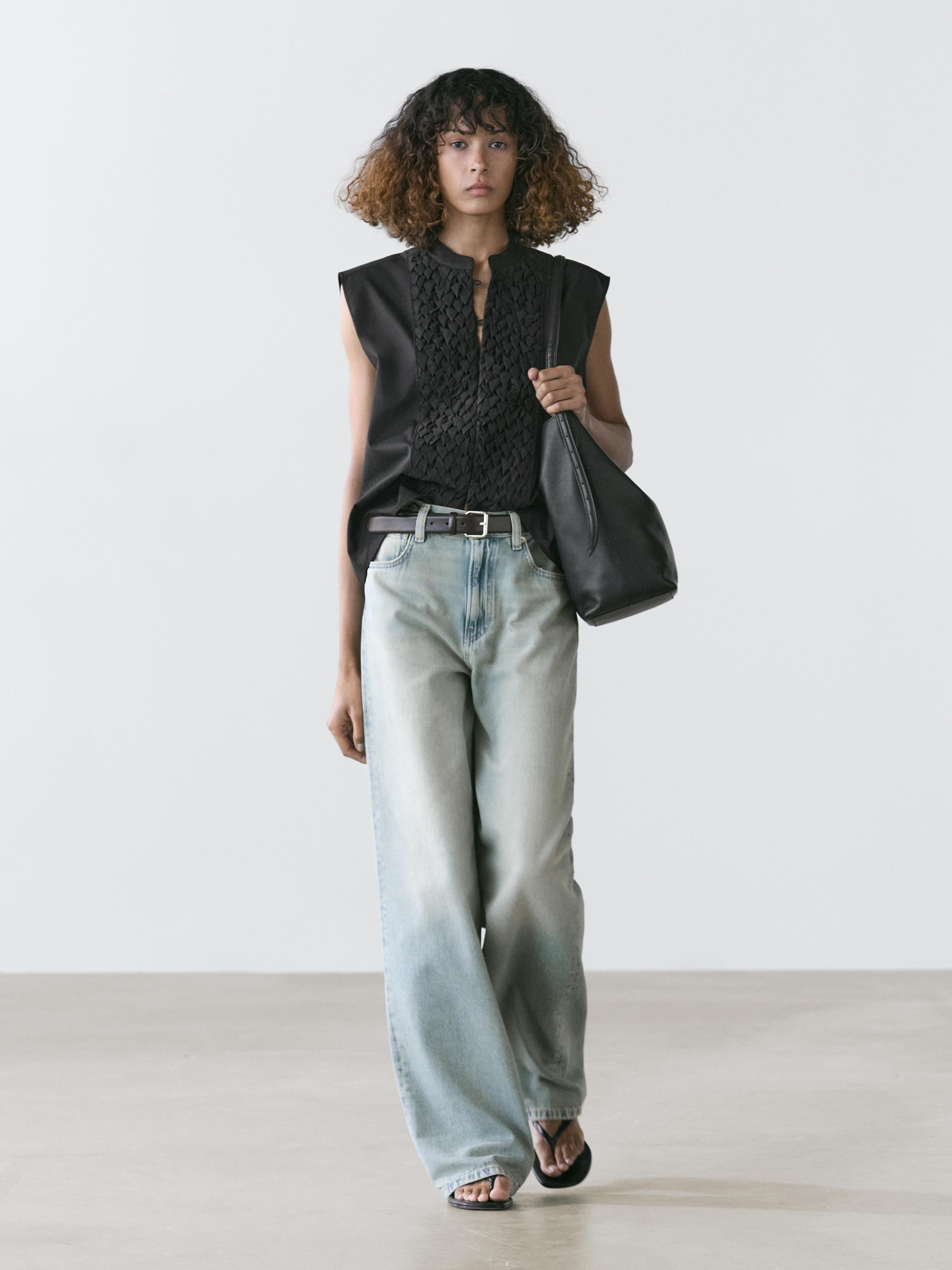 High-waist wide-leg jeans — BLUE
