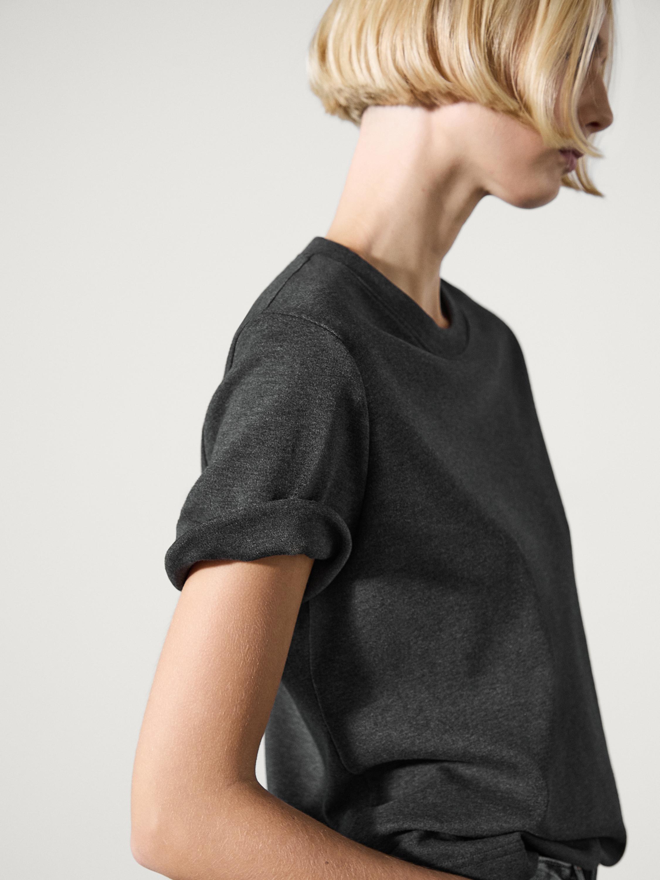 100% cotton interlock crew neck T-shirt — ANTHRACITE GREY